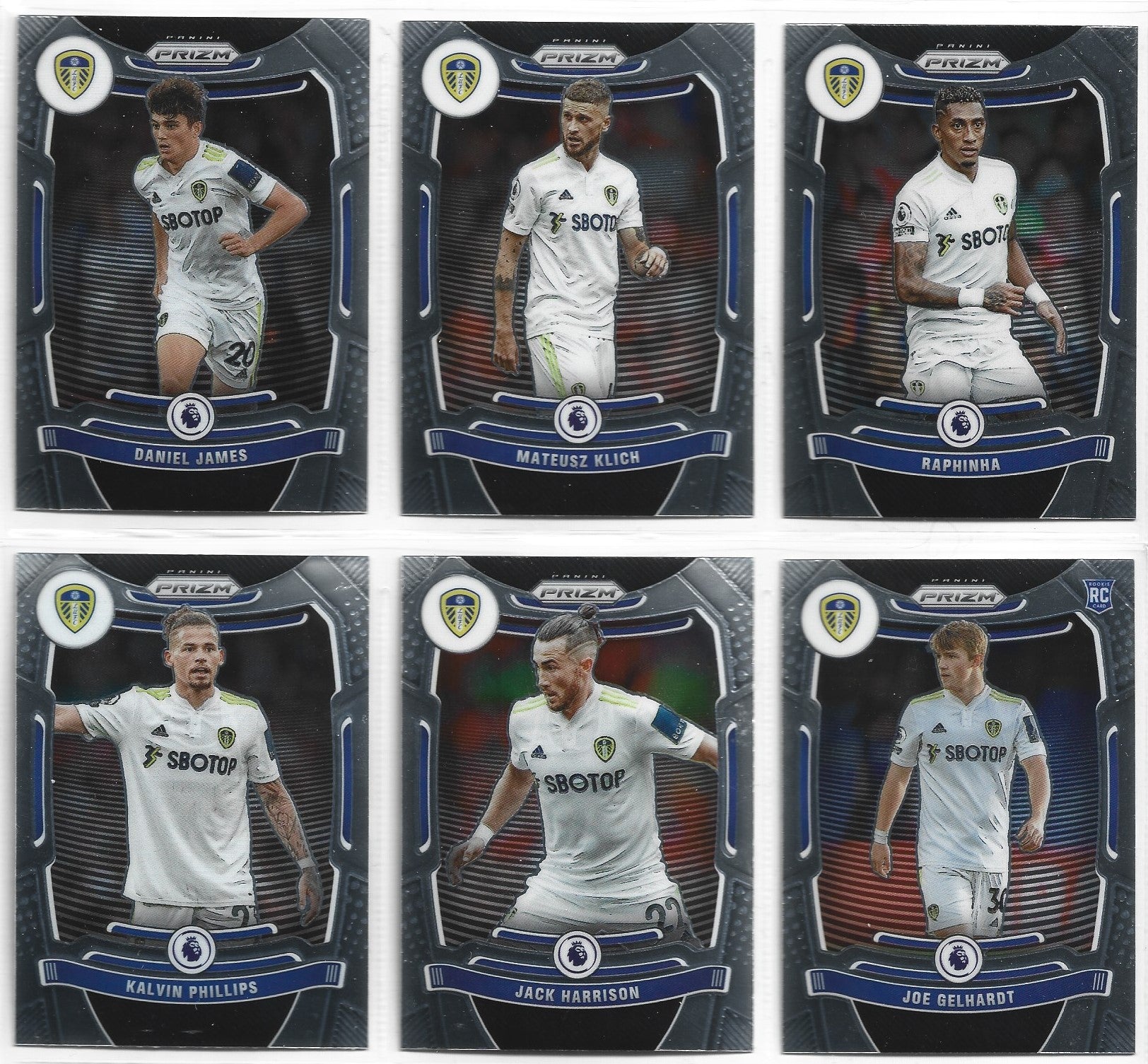LEEDS UNITED - PANINI PRIZM PREMIER LEAGUE 2021/22 - KOMPLETT SETT