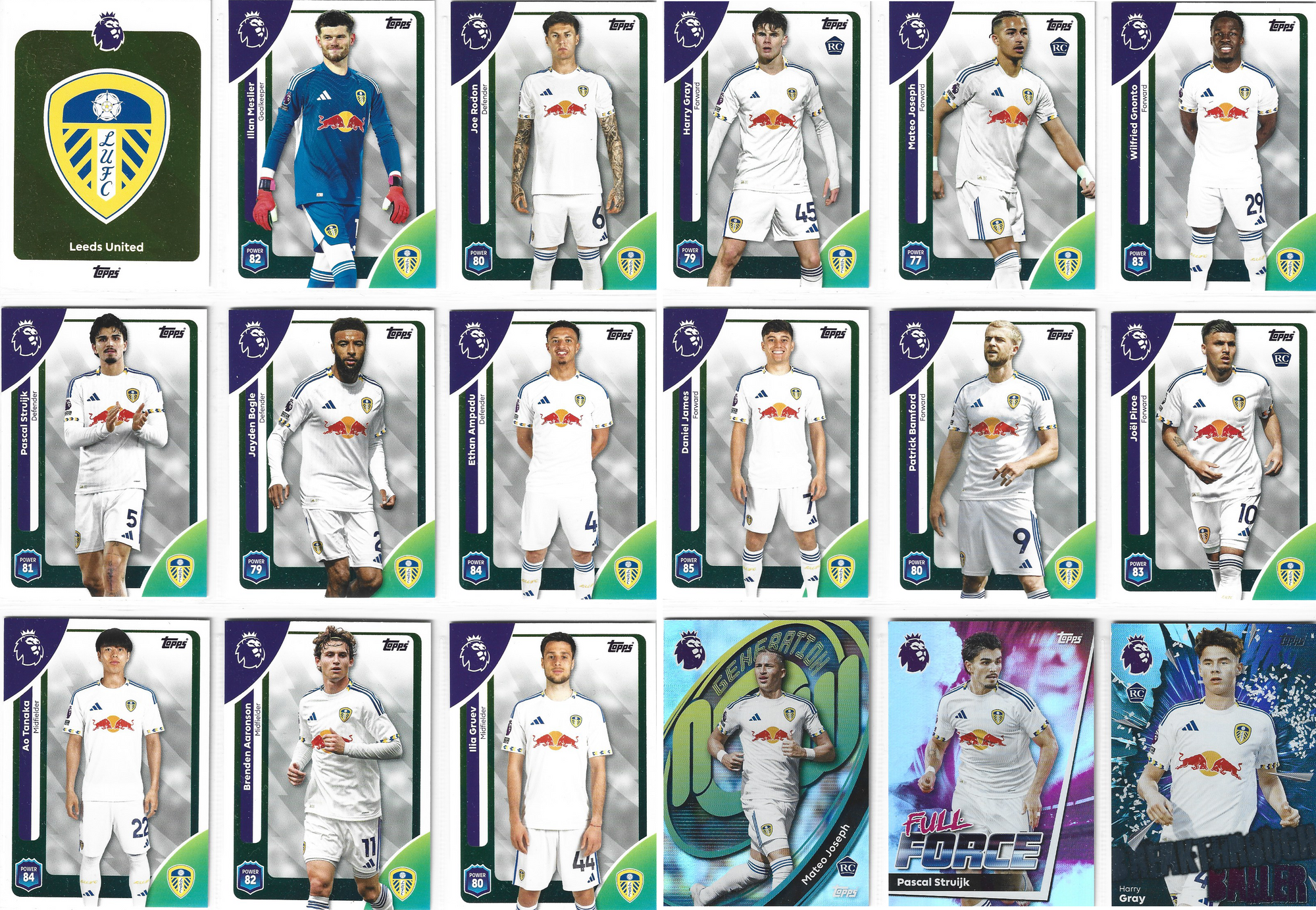 LEEDS UNITED - KOMPLETT LAGSETT - TOPPS PREMIER LEAGUE 2025/26