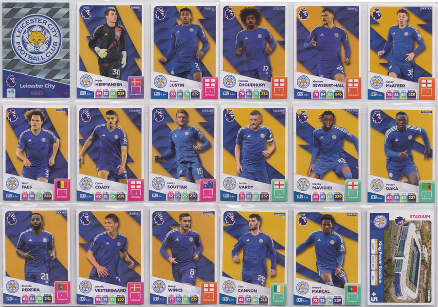 LEICESTER CITY - KOMPLETT LAGSETT - PANINI ADRENALYN XL PREMIER LEAGUE 2024/25