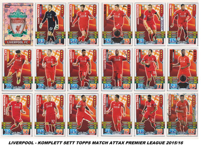 LIVERPOOL - LOT - TOPPS MATCH ATTAX PREMIER LEAGUE - 5 ÅRGANGER