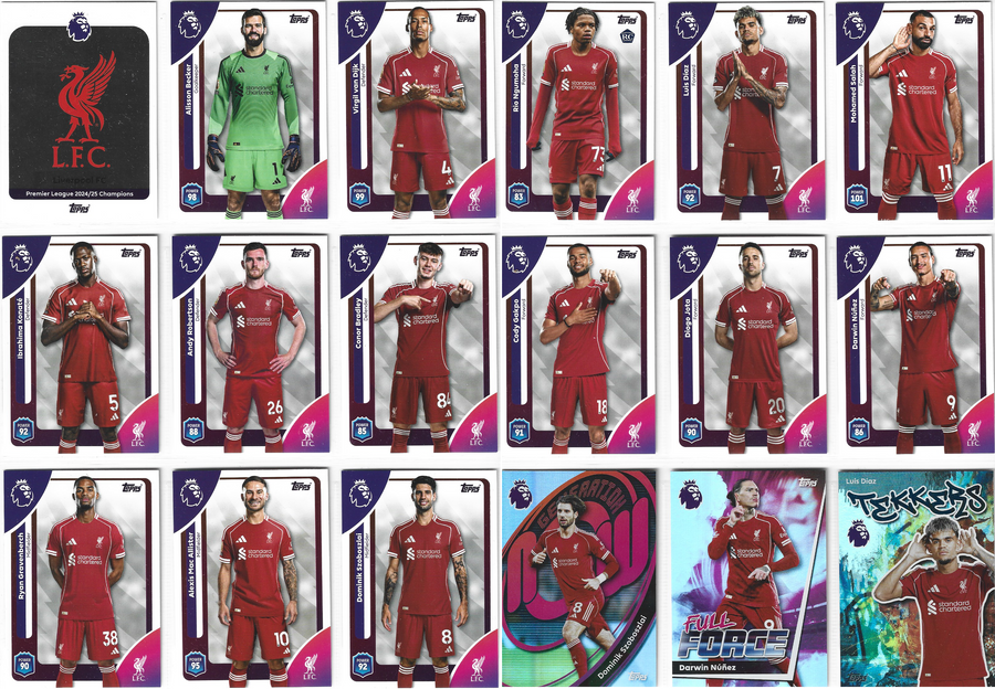 LIVERPOOL FC - KOMPLETT LAGSETT - TOPPS PREMIER LEAGUE 2025/26