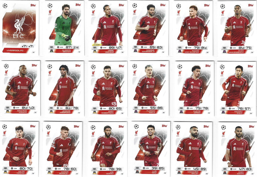 LIVERPOOL - KOMPLETT LAGSETT - TOPPS CHAMPIONS LEAGUE 2025/26