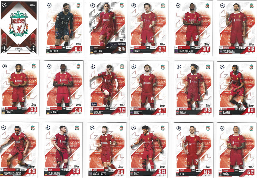 000. LIVERPOOL - KOMPLETT LAGSETT - TOPPS CHAMPIONS LEAGUE 2024/25