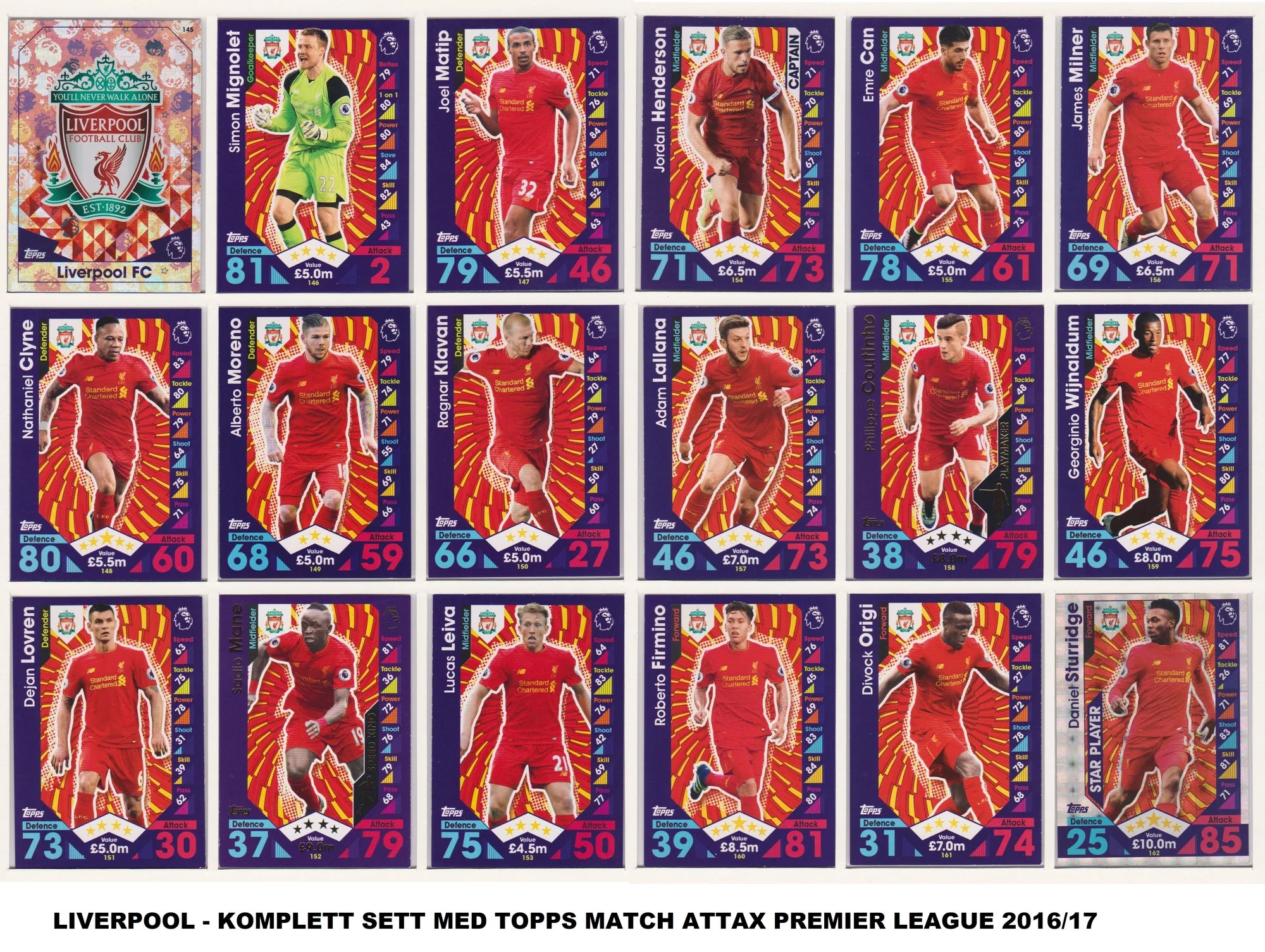 LIVERPOOL - LOT - TOPPS MATCH ATTAX PREMIER LEAGUE - 5 ÅRGANGER