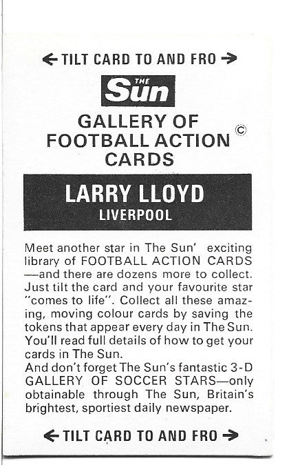 LARRY LLOYD - LIVERPOOL - THE SUN 3D-CARD