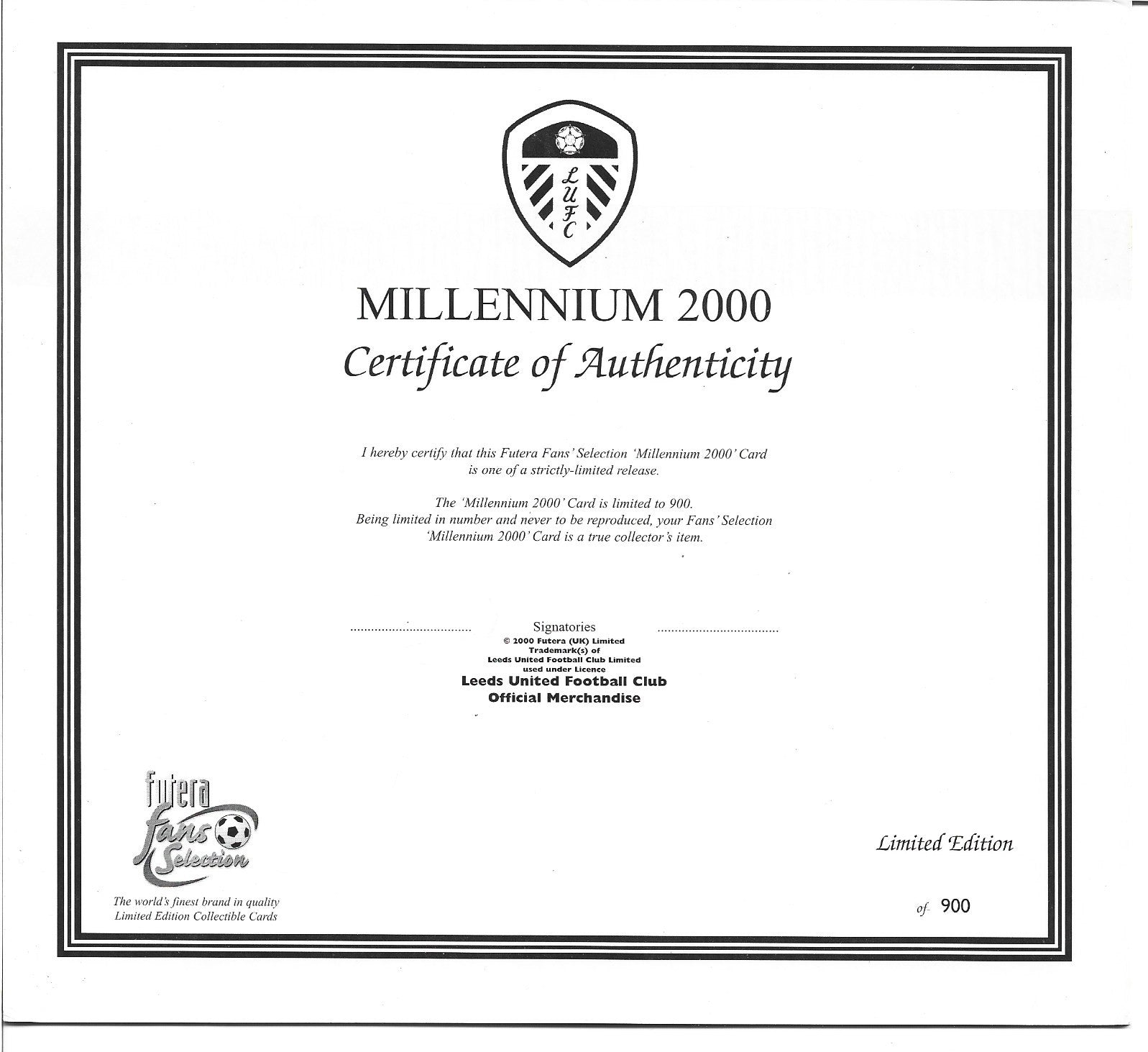LEEDS UNITED - FUTERA FANS SELECTION - MILLENIUM 2000 #900
