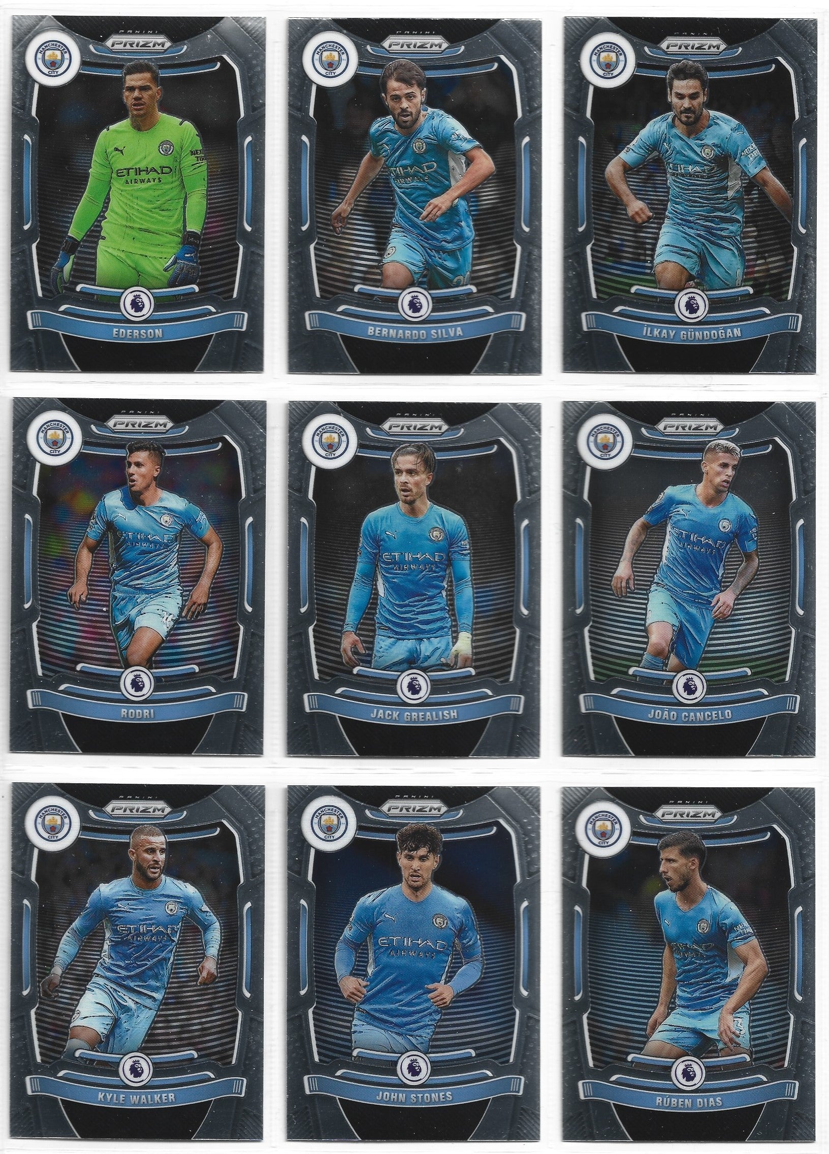 MANCHESTER CITY - PANINI PRIZM PREMIER LEAGUE 2021/22 - KOMPLETT SETT