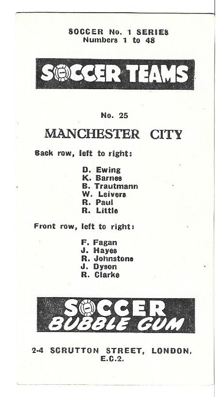 NO.25. MANCHESTER CITY - SOCCER TEAM SERIES 1