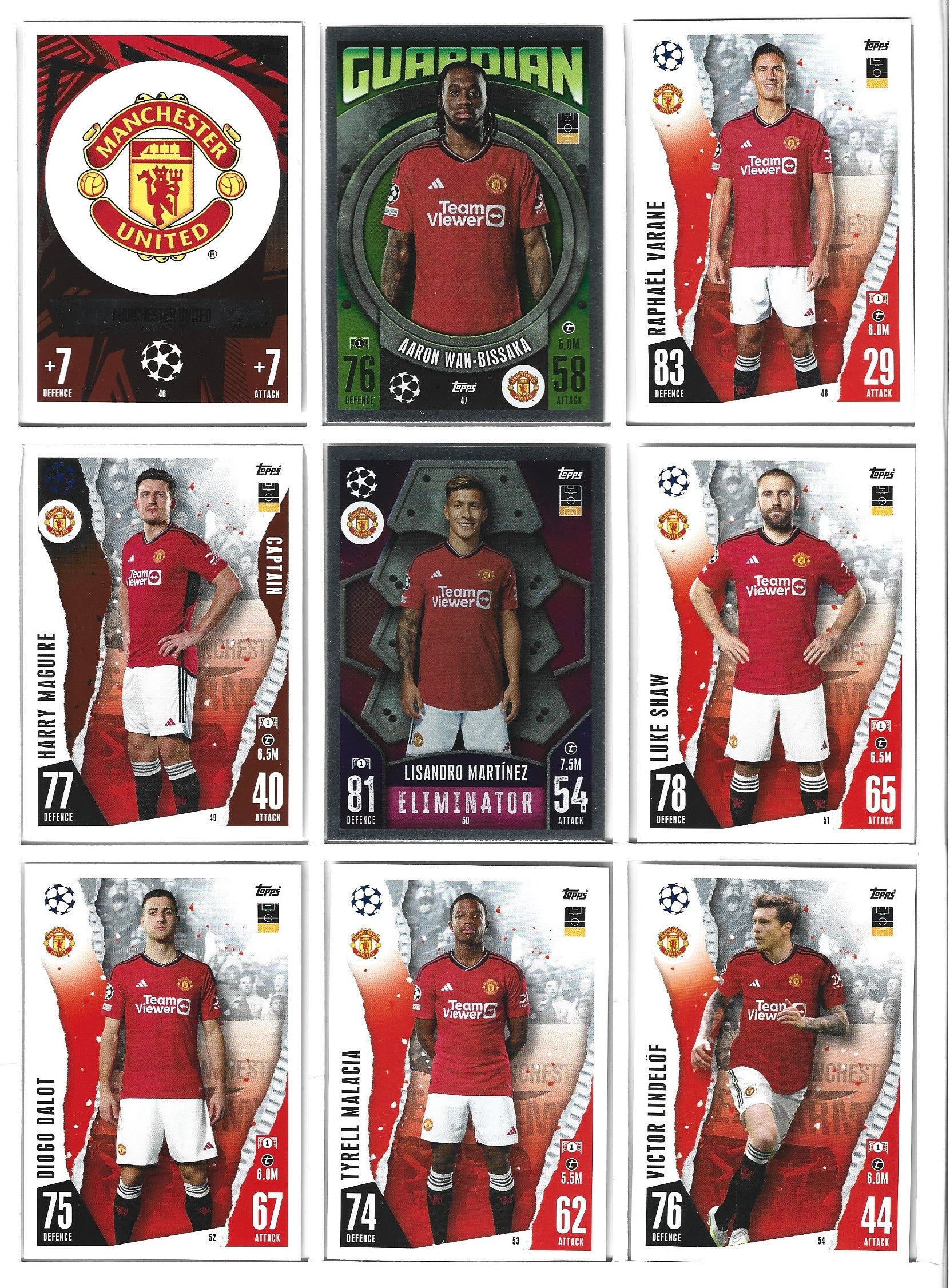 0. MANCHESTER UNITED - KOMPLETT LAGSETT TOPPS MATCH ATTAX 2023/24