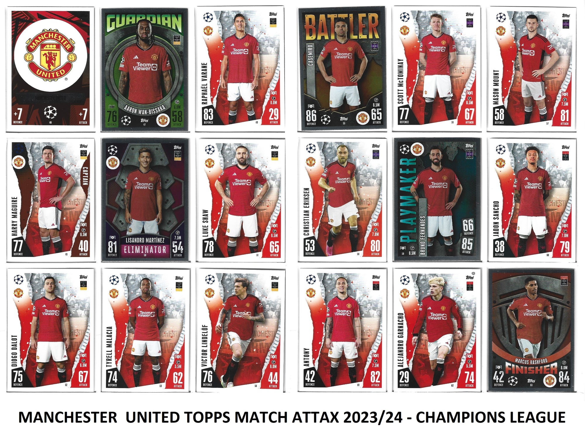 0. MANCHESTER UNITED - KOMPLETT LAGSETT TOPPS MATCH ATTAX 2023/24
