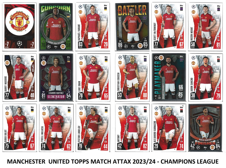 0. MANCHESTER UNITED - KOMPLETT LAGSETT TOPPS MATCH ATTAX 2023/24