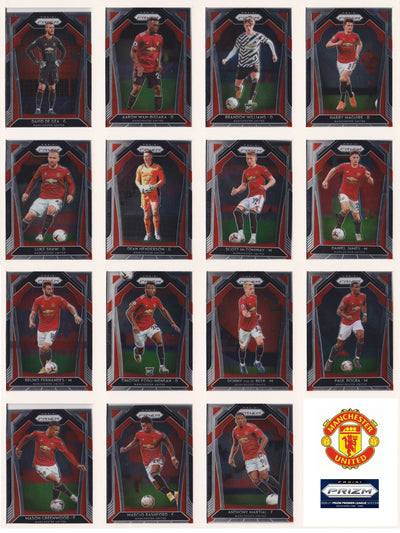 MANCHESTER UNITED - "SUPERLOT" - PANINI PRIZM 2020/21 - 1 LAGSETT & 20 PARALLELLER/INSERTS