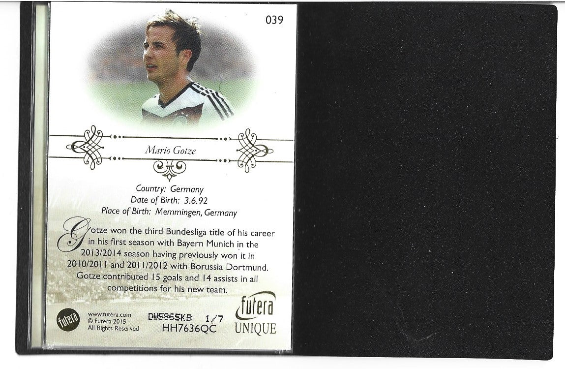 039. MARIO GöTZE - GERMANY - FUTERA UNIQUE BOOKLET - #7