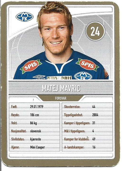 MOLDE FK - MATEJ MAVRIC - GULLKORT