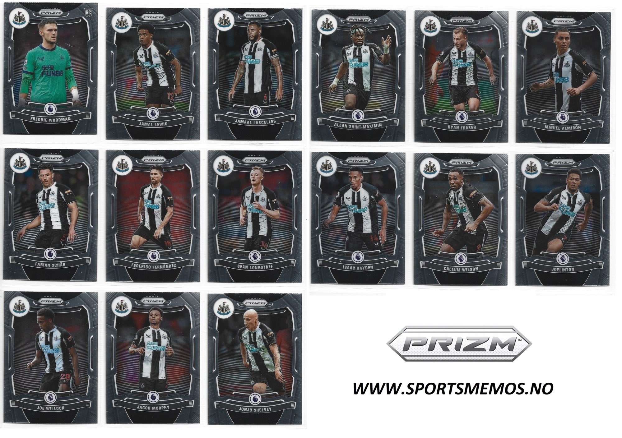 NEWCASTLE UNITED - PANINI PRIZM PREMIER LEAGUE 2021/22 - KOMPLETT SETT
