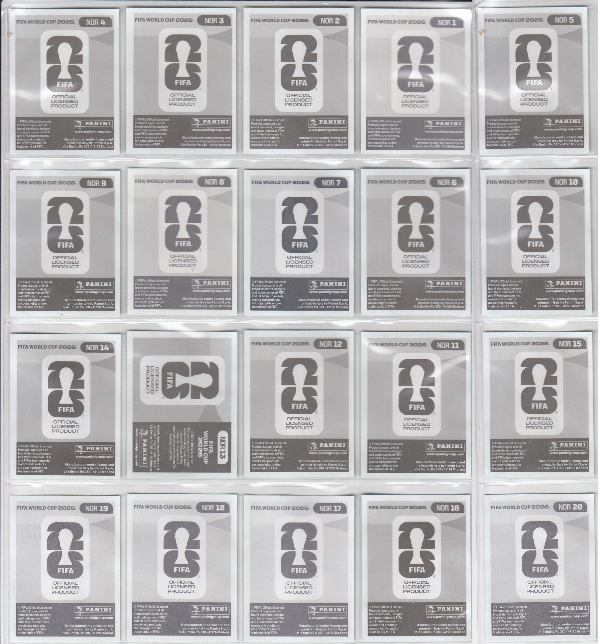 000. NORGE - KOMPLETT SETT MED PANINI FIFA WORLD CUP 2026 STICKERS