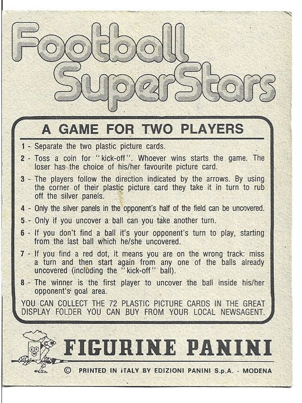 00. PANINI - FOOTBALL SUPERSTARS - SCRATCH CARD GAME - UBRUKT