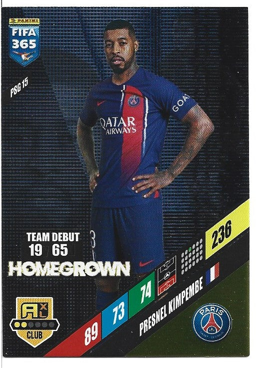 222.  PSG 15.  Presnel Kimpembe - Paris Saint-Germain  -  Homegrown