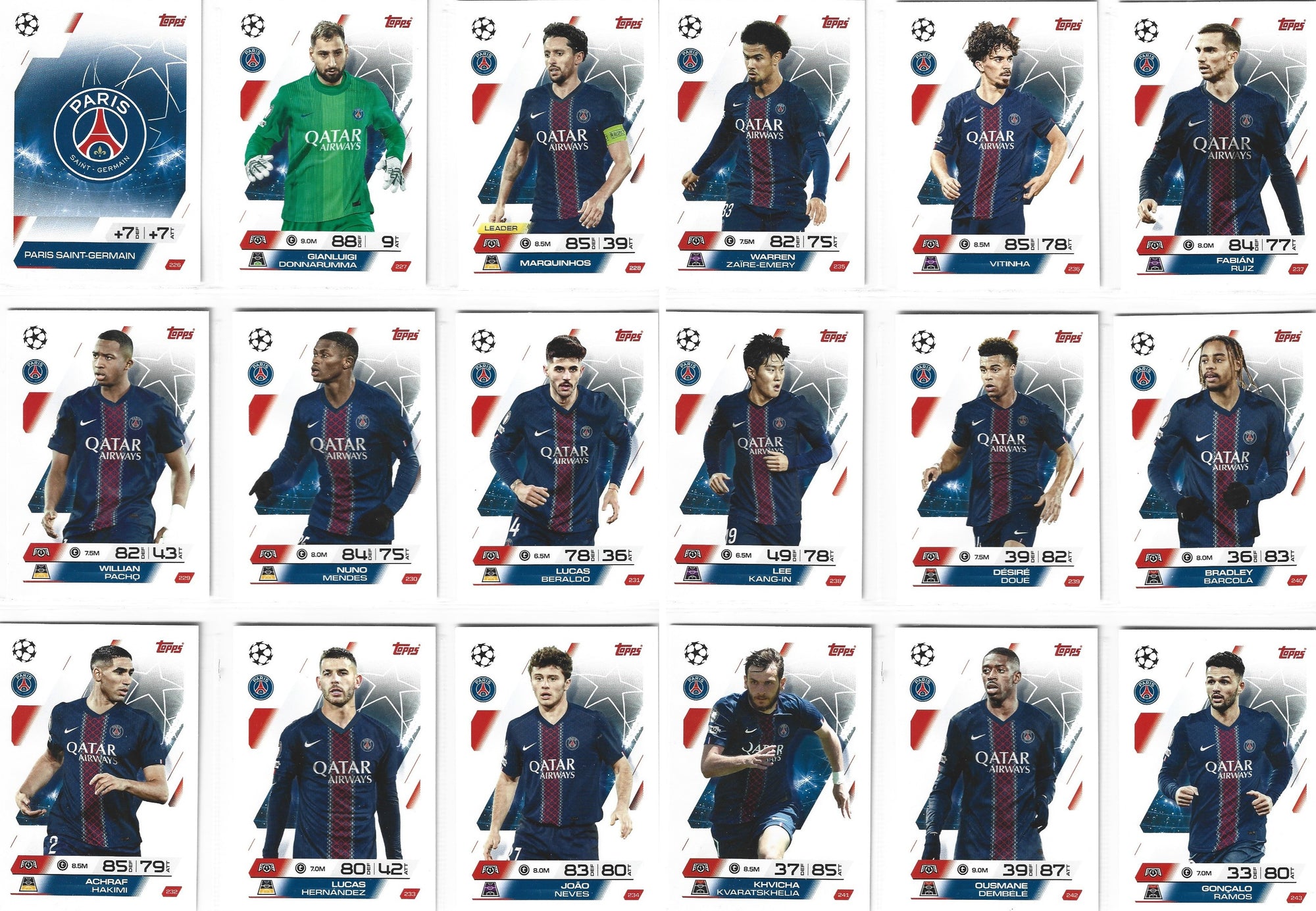 PARIS SAINT-GERMAIN - KOMPLETT LAGSETT - TOPPS CHAMPIONS LEAGUE 2025/26
