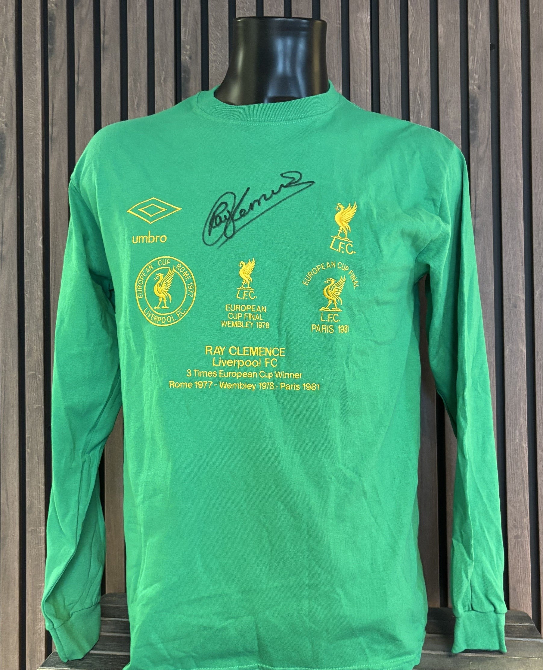RAY CLEMENCE - HONOURS SHIRT - SIGNERT DRAKT MED EKTEHETSBEVIS/COA