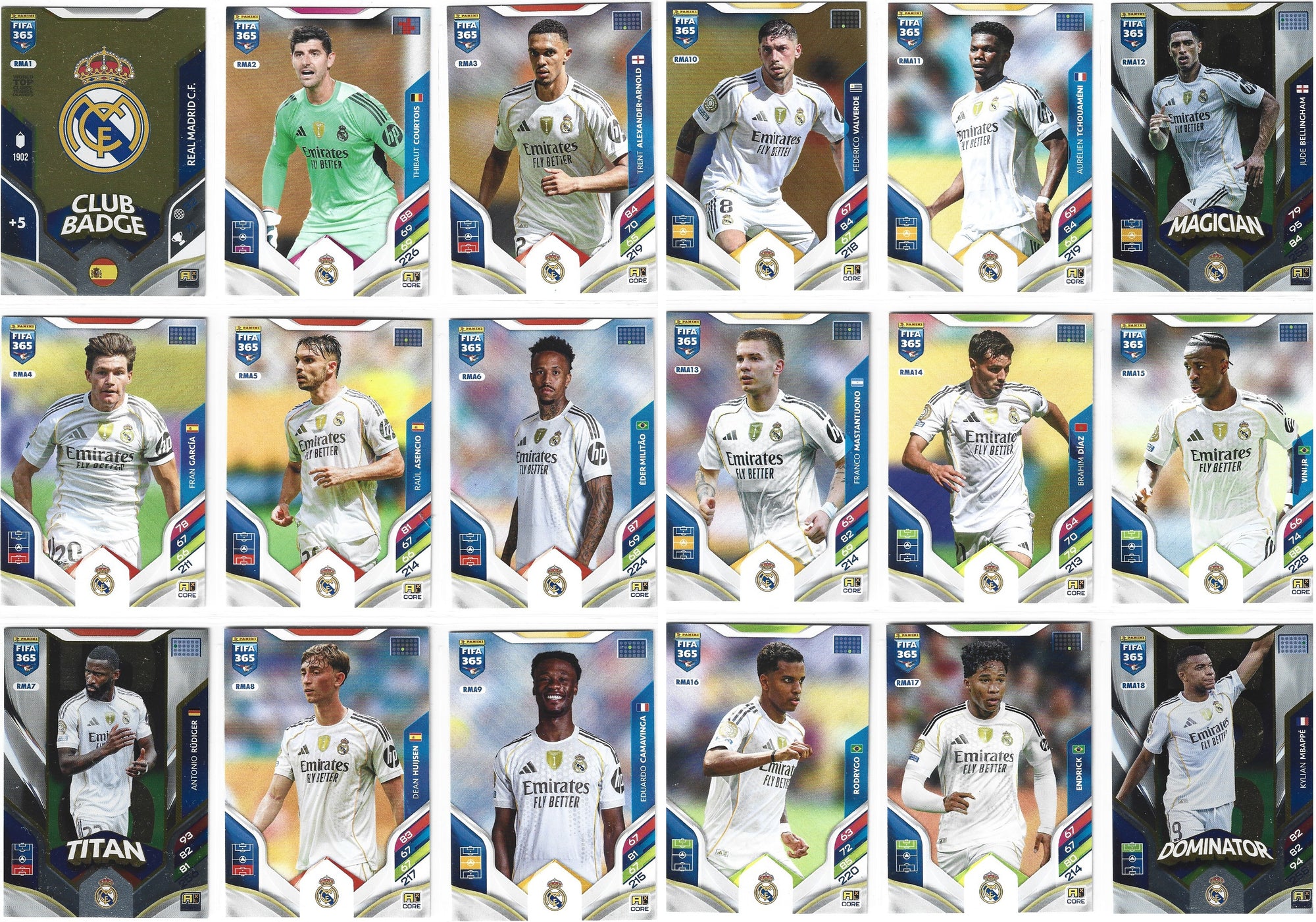 REAL MADRID - KOMPLETT SETT MED PANINI ADRENALYN XL FIFA 365 - 2026