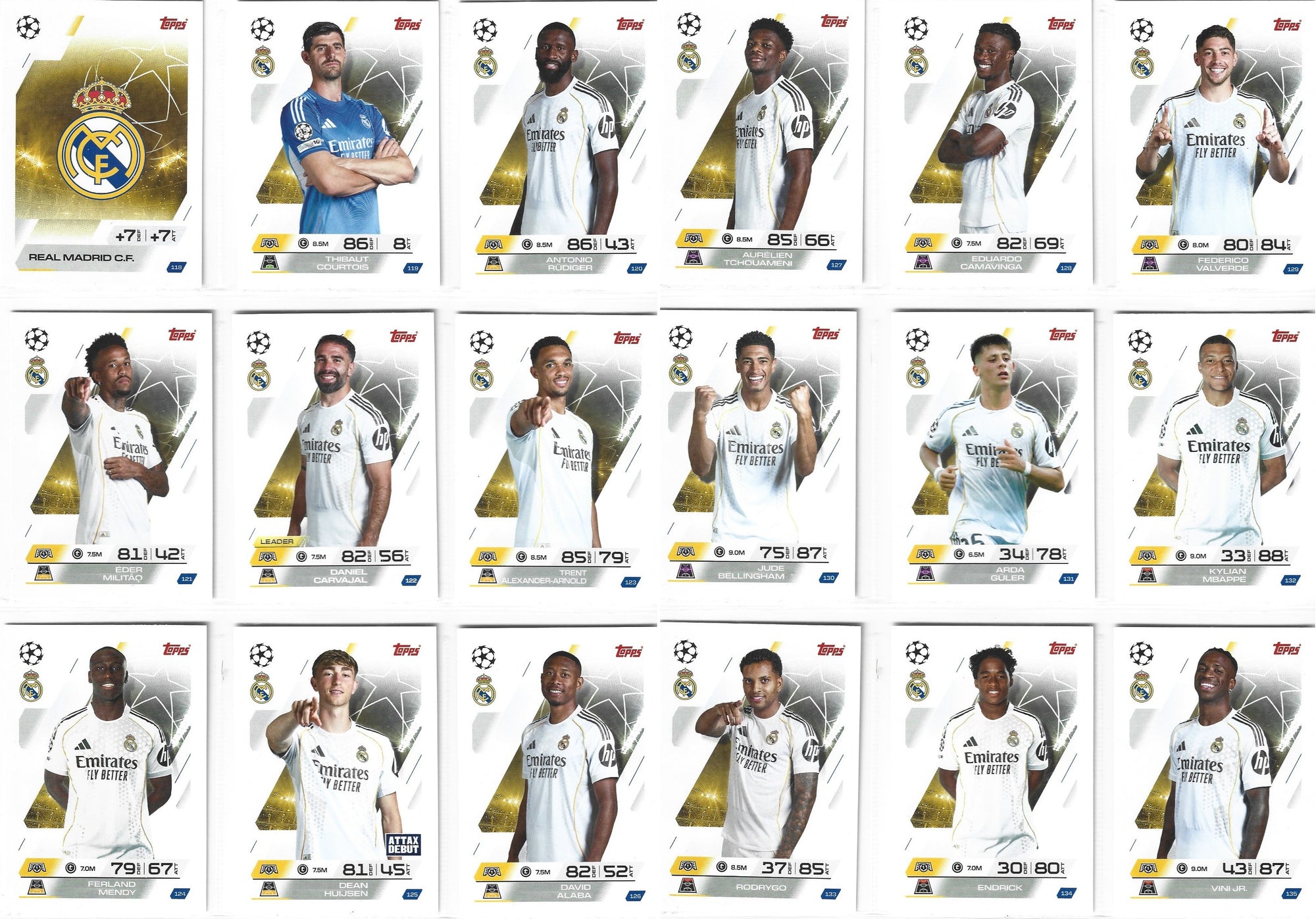 REAL MADRID C.F. - KOMPLETT LAGSETT - TOPPS CHAMPIONS LEAGUE 2025/26