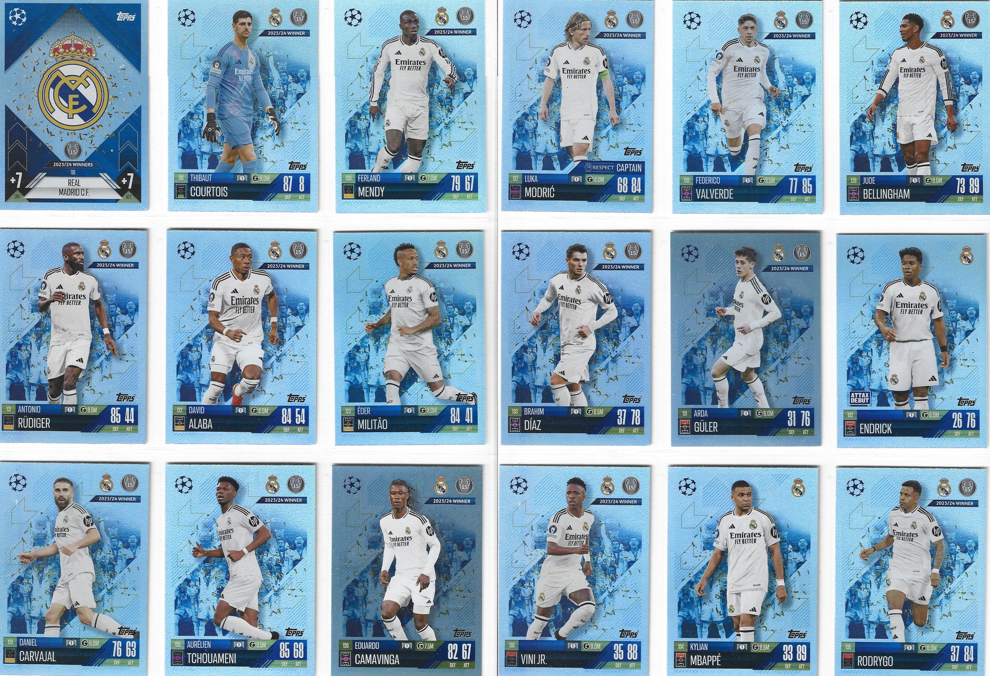 000. REAL MADRID - KOMPLETT LAGSETT - TOPPS CHAMPIONS LEAGUE 2024/25