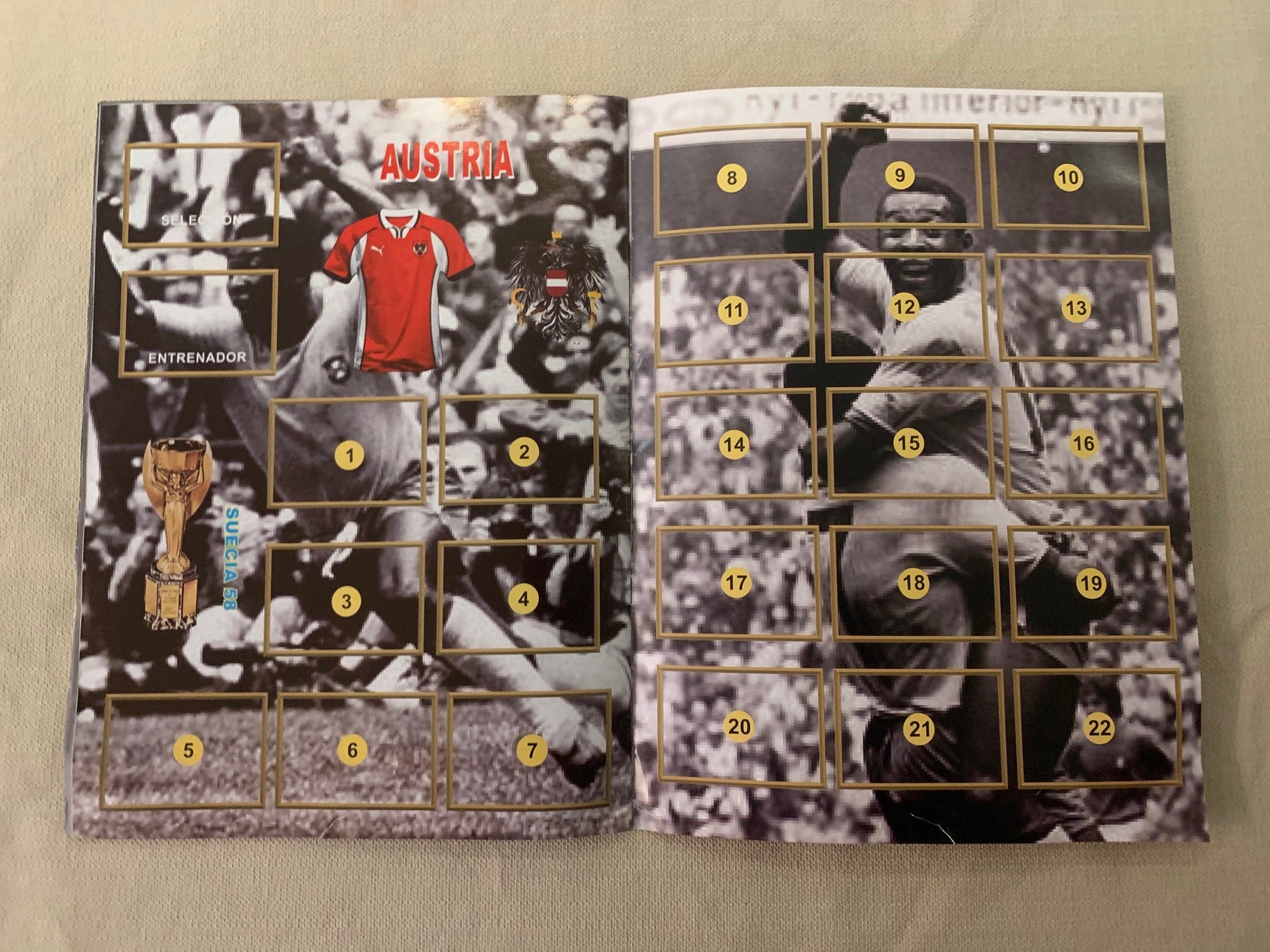 CROMOS WORLD CUP 1958 SWEDEN - REPLICA ALBUM OG KORT/STICKERS KOMPLETT SETT