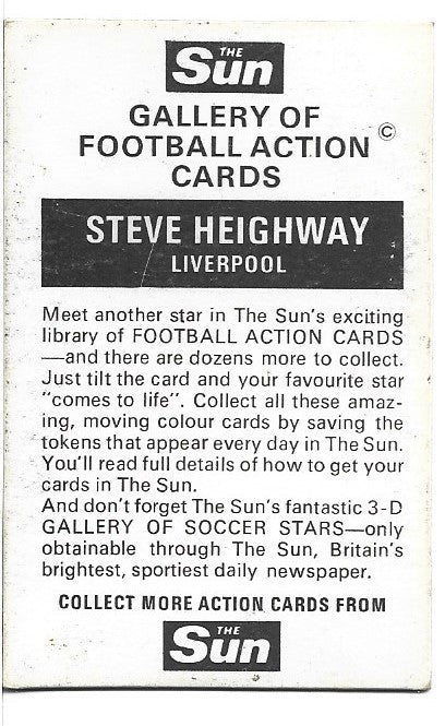 STEVE HEIGHWAY - LIVERPOOL - THE SUN 3D-CARD