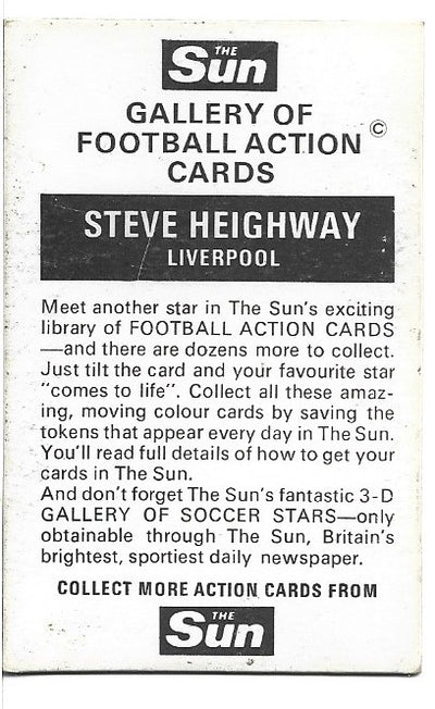 STEVE HEIGHWAY - LIVERPOOL - THE SUN 3D-CARD
