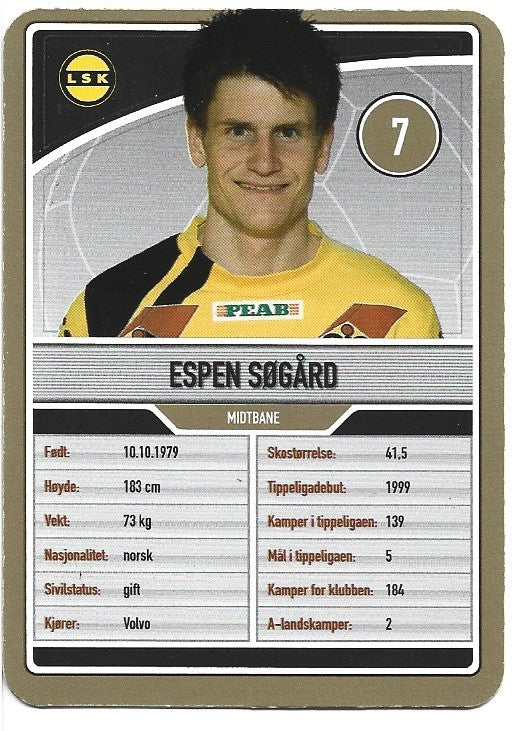 LILLESTRØM SK - ESPEN SØGÅRD - GULLKORT