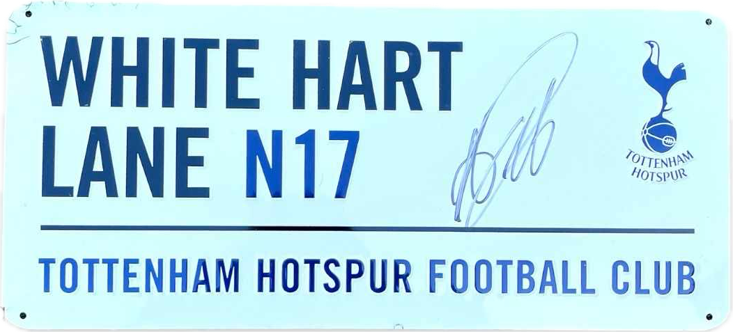 SON HUENG-MIN - SIGNERT "WHITE HART LANE" SKILT MED EKTEHETSBEVIS/COA