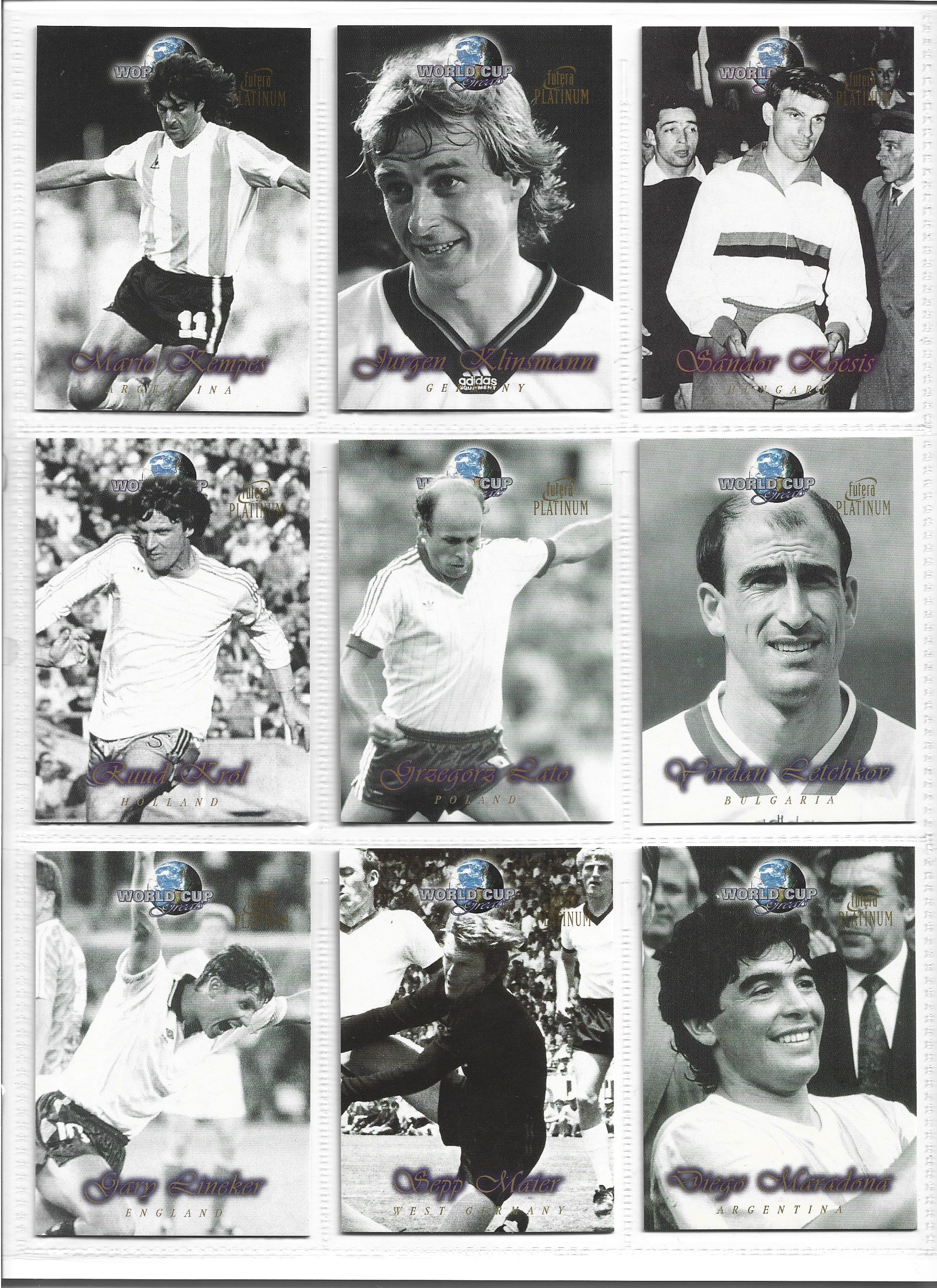 FUTERA PLATINUM WORLD CUP GREATS 1998