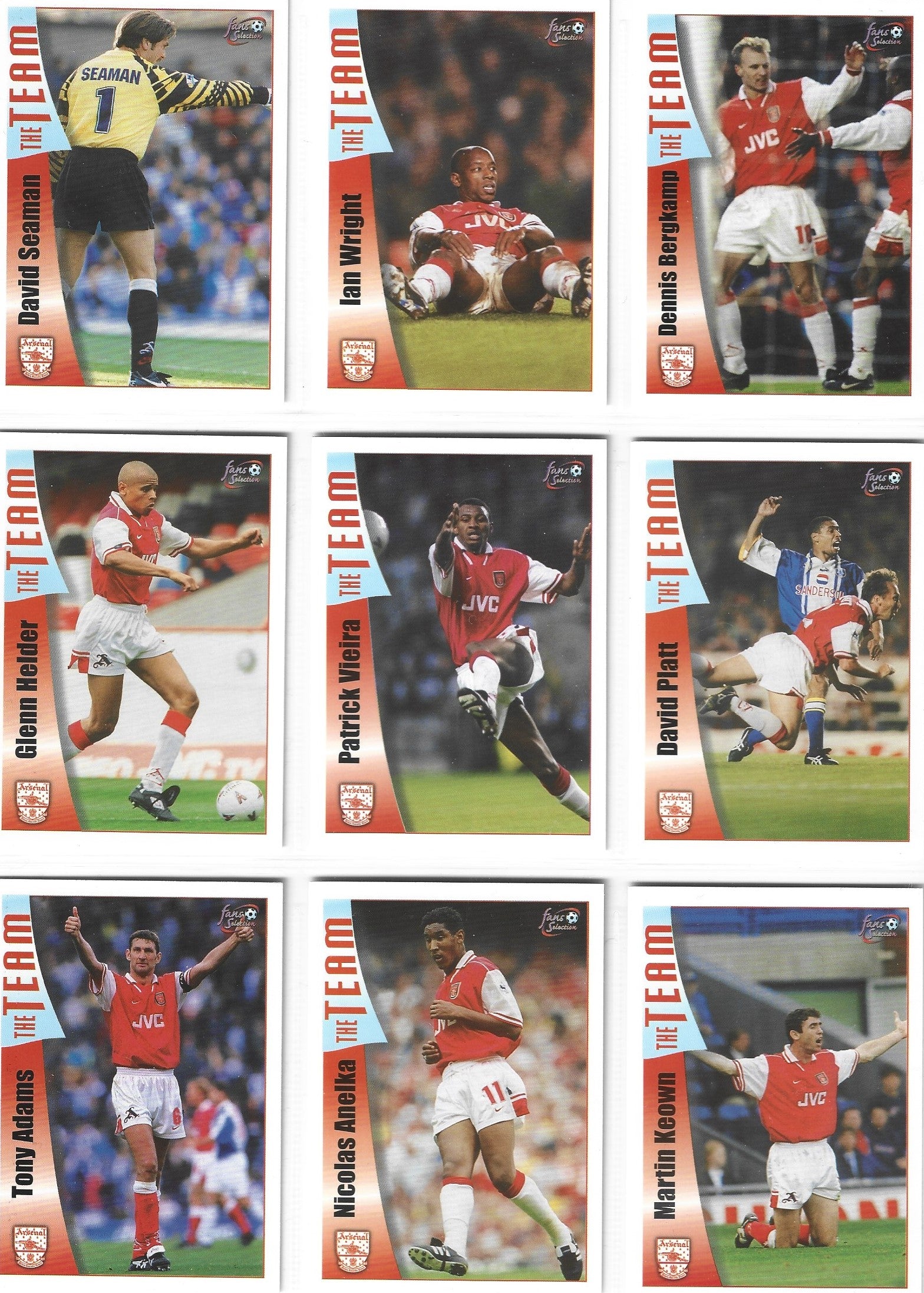 000. KOMPLETT SETT MED ALLE 90 BASE KORTENE - FUTERA FANS SELECTION ARSENAL 1998