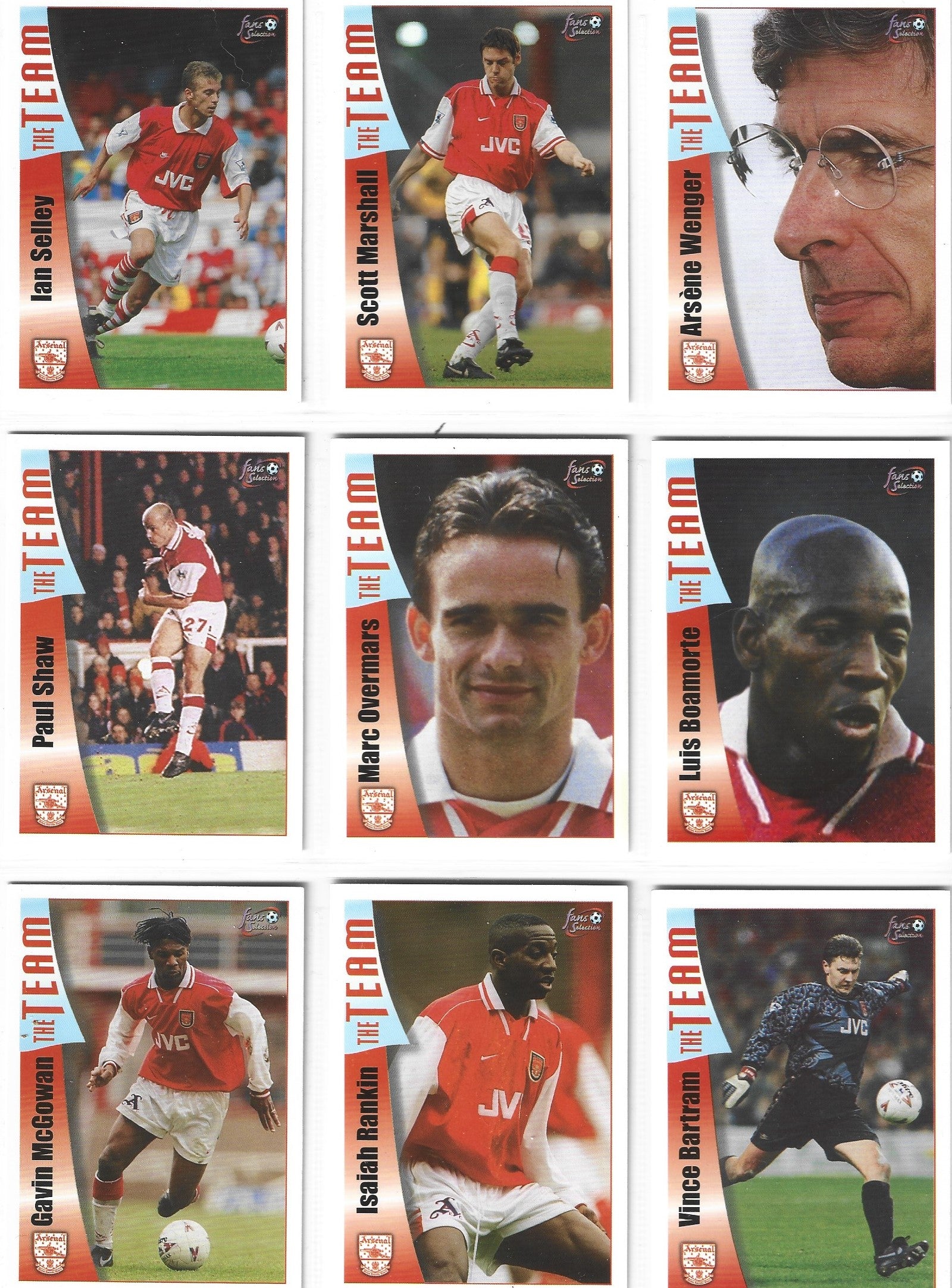 000. KOMPLETT SETT MED ALLE 90 BASE KORTENE - FUTERA FANS SELECTION ARSENAL 1998
