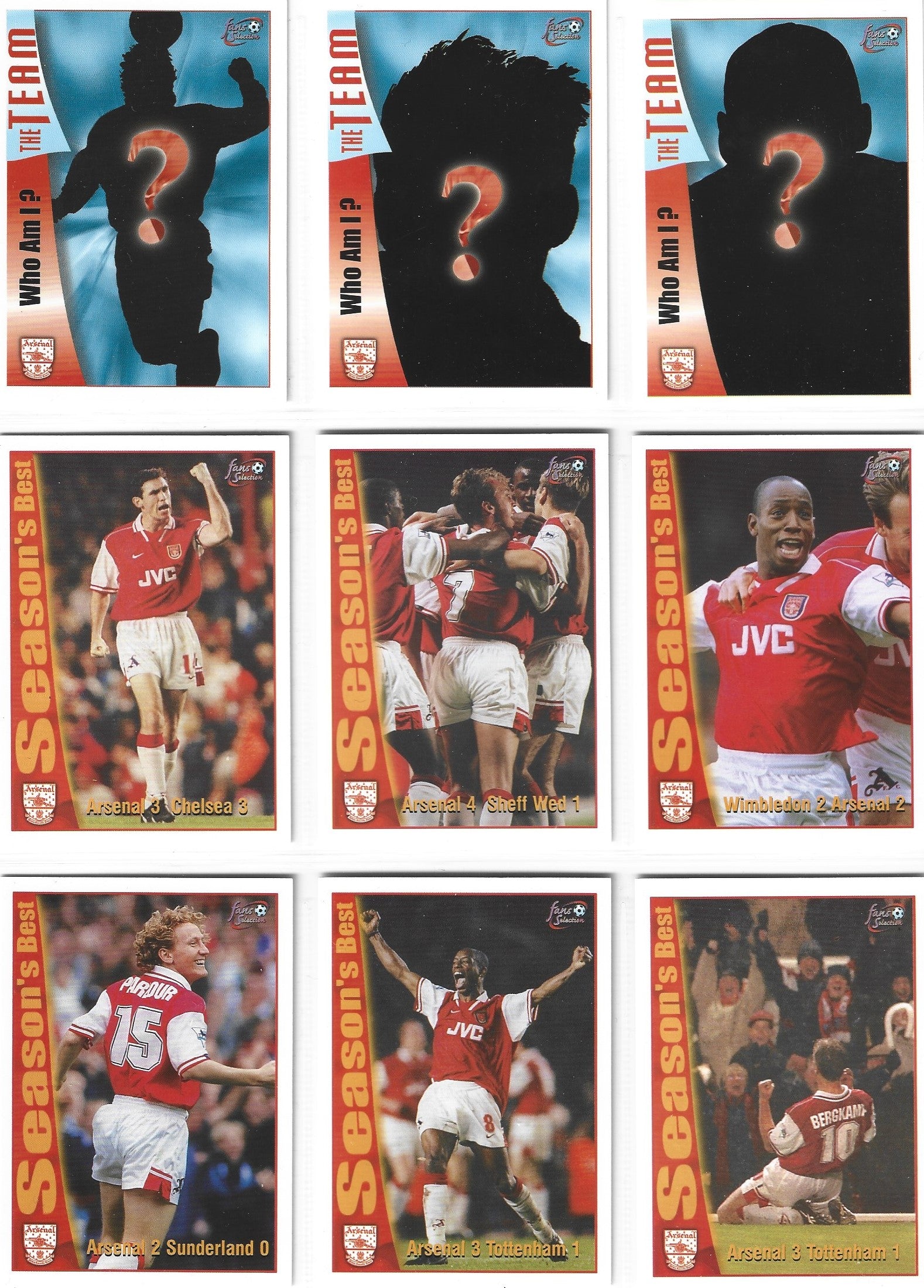 000. KOMPLETT SETT MED ALLE 90 BASE KORTENE - FUTERA FANS SELECTION ARSENAL 1998