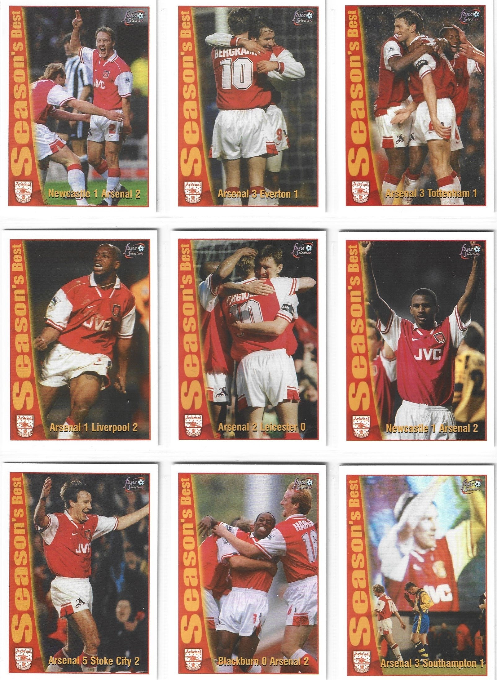 000. KOMPLETT SETT MED ALLE 90 BASE KORTENE - FUTERA FANS SELECTION ARSENAL 1998