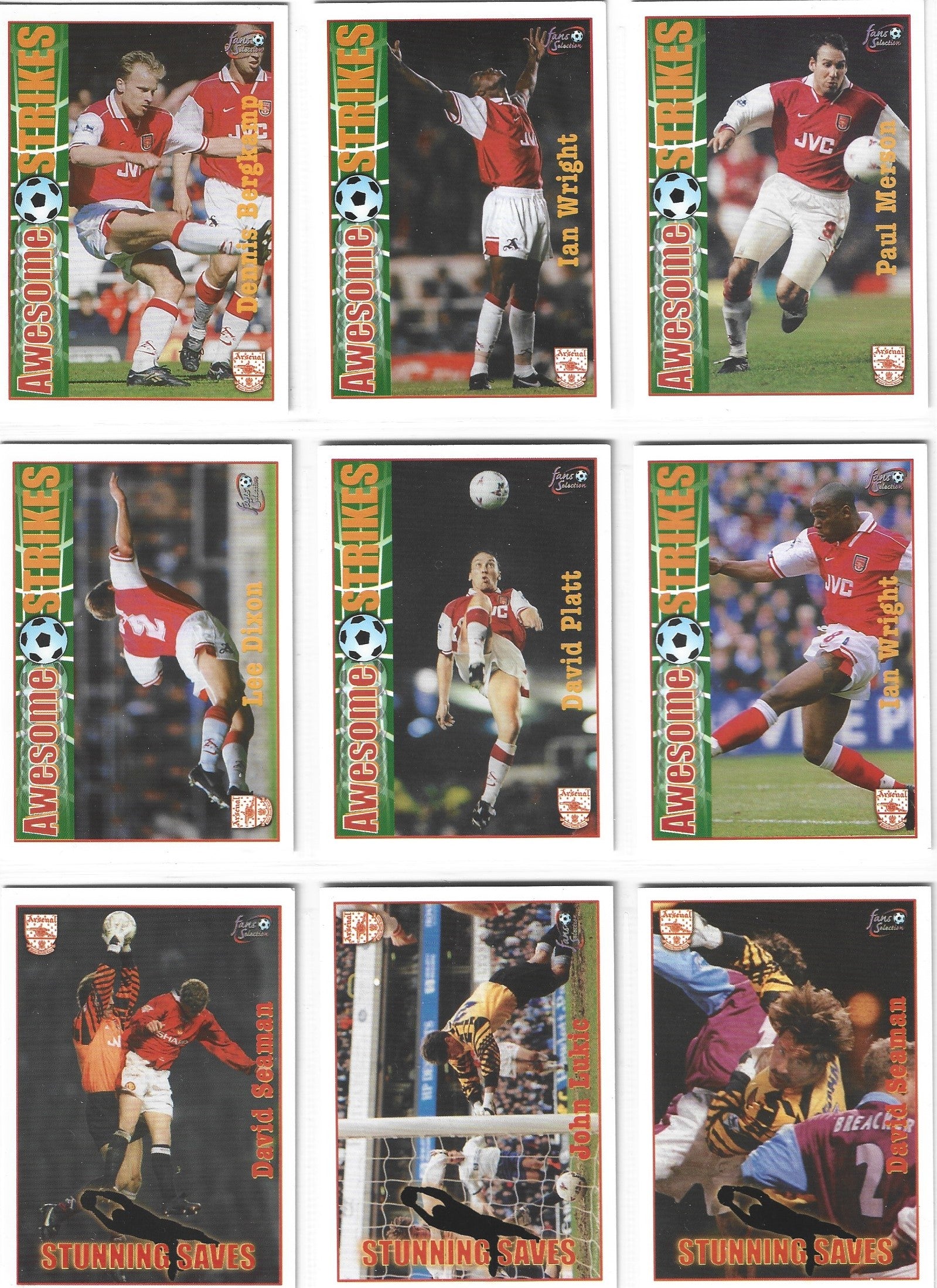 000. KOMPLETT SETT MED ALLE 90 BASE KORTENE - FUTERA FANS SELECTION ARSENAL 1998
