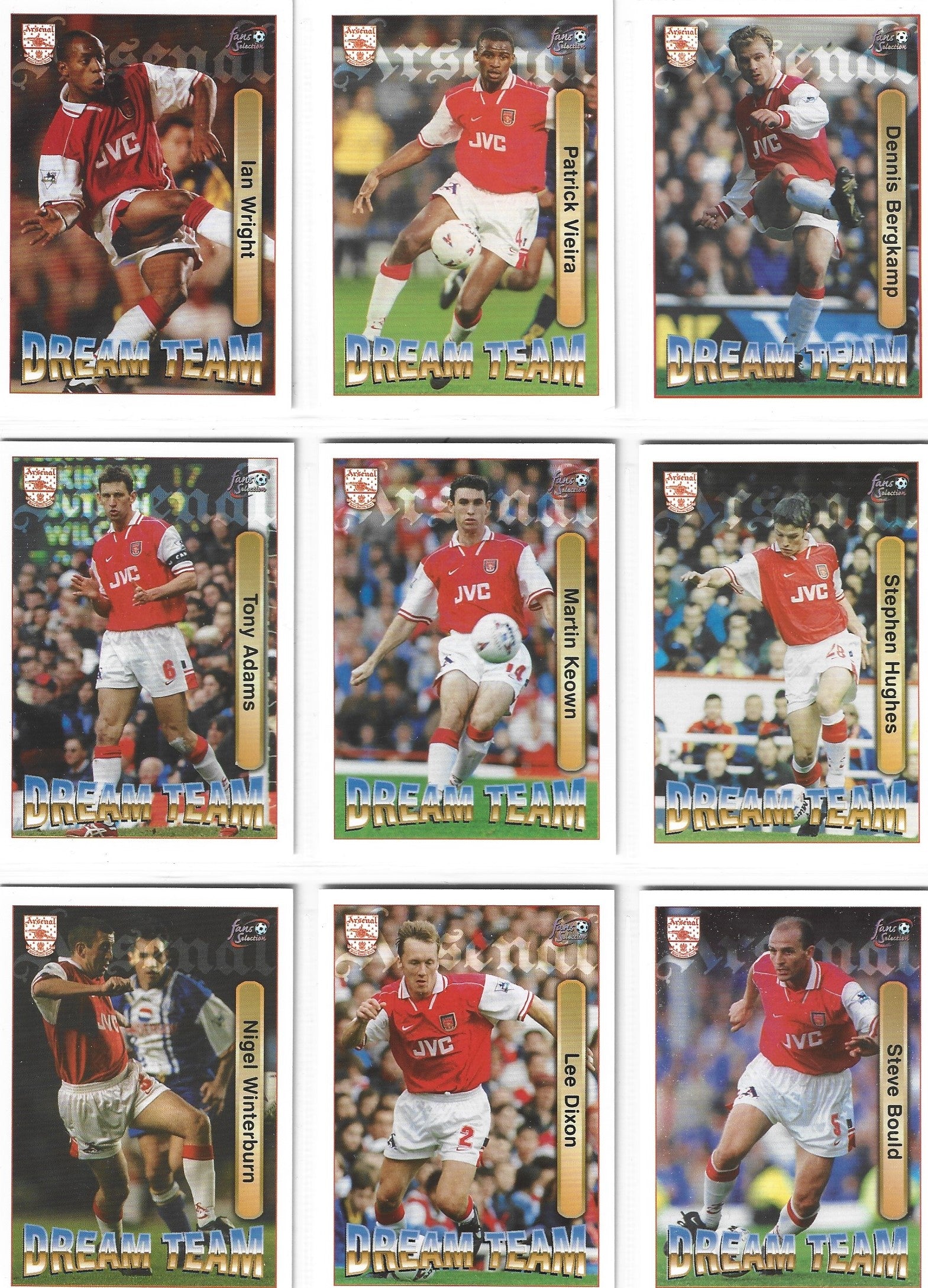 000. KOMPLETT SETT MED ALLE 90 BASE KORTENE - FUTERA FANS SELECTION ARSENAL 1998