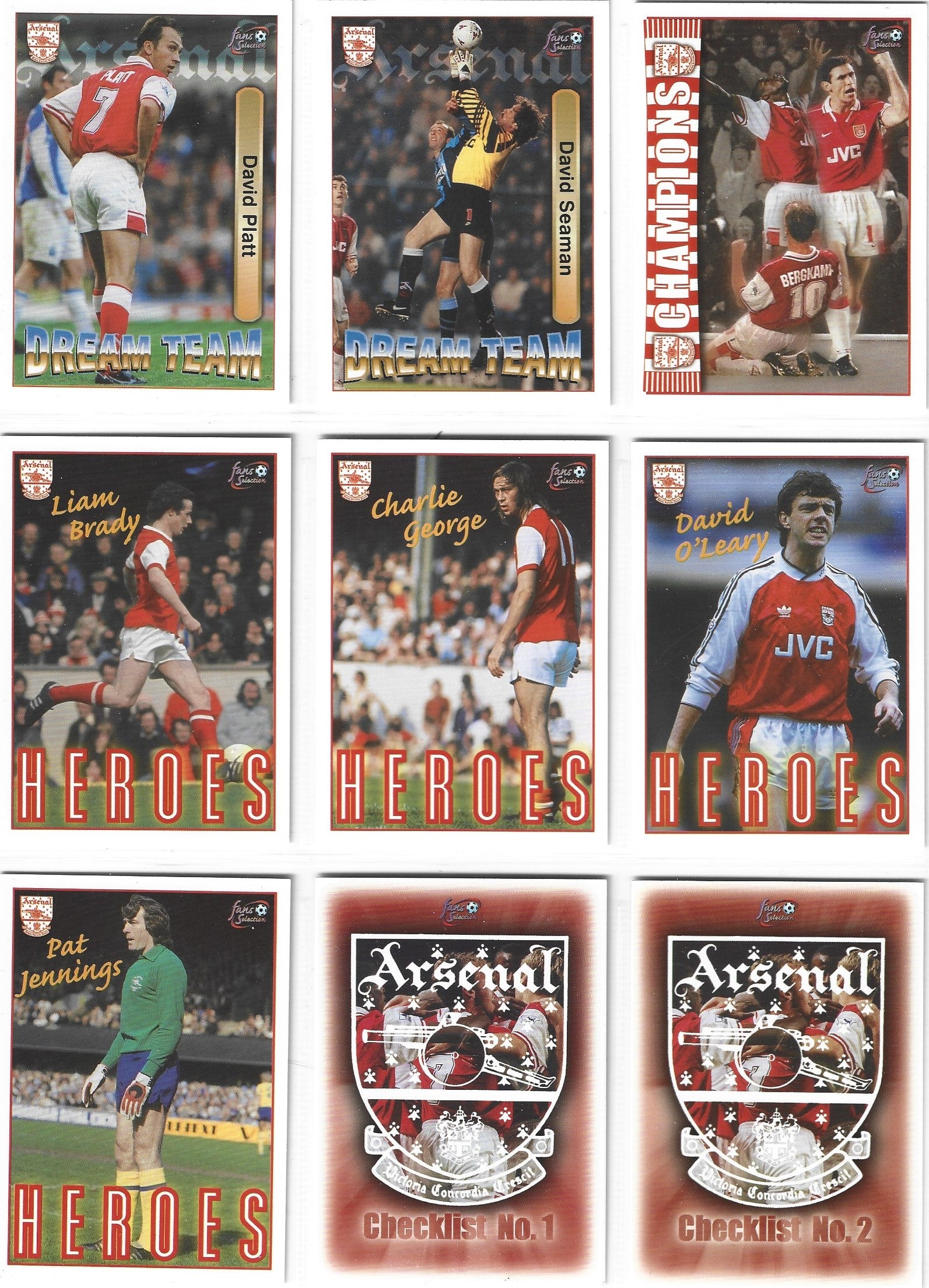 000. KOMPLETT SETT MED ALLE 90 BASE KORTENE - FUTERA FANS SELECTION ARSENAL 1998