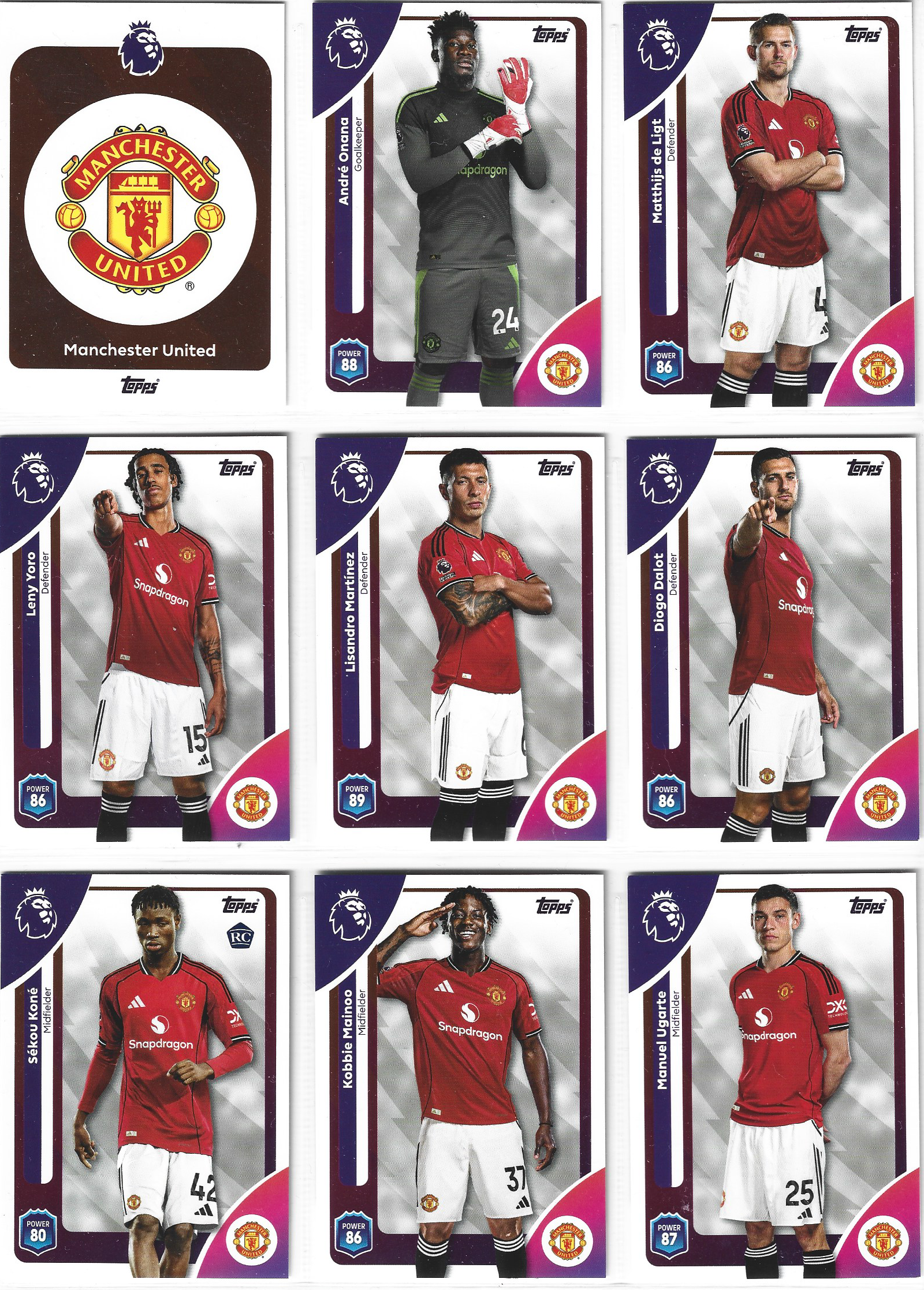 MANCHESTER UNITED - KOMPLETT LAGSETT - TOPPS PREMIER LEAGUE 2025/26