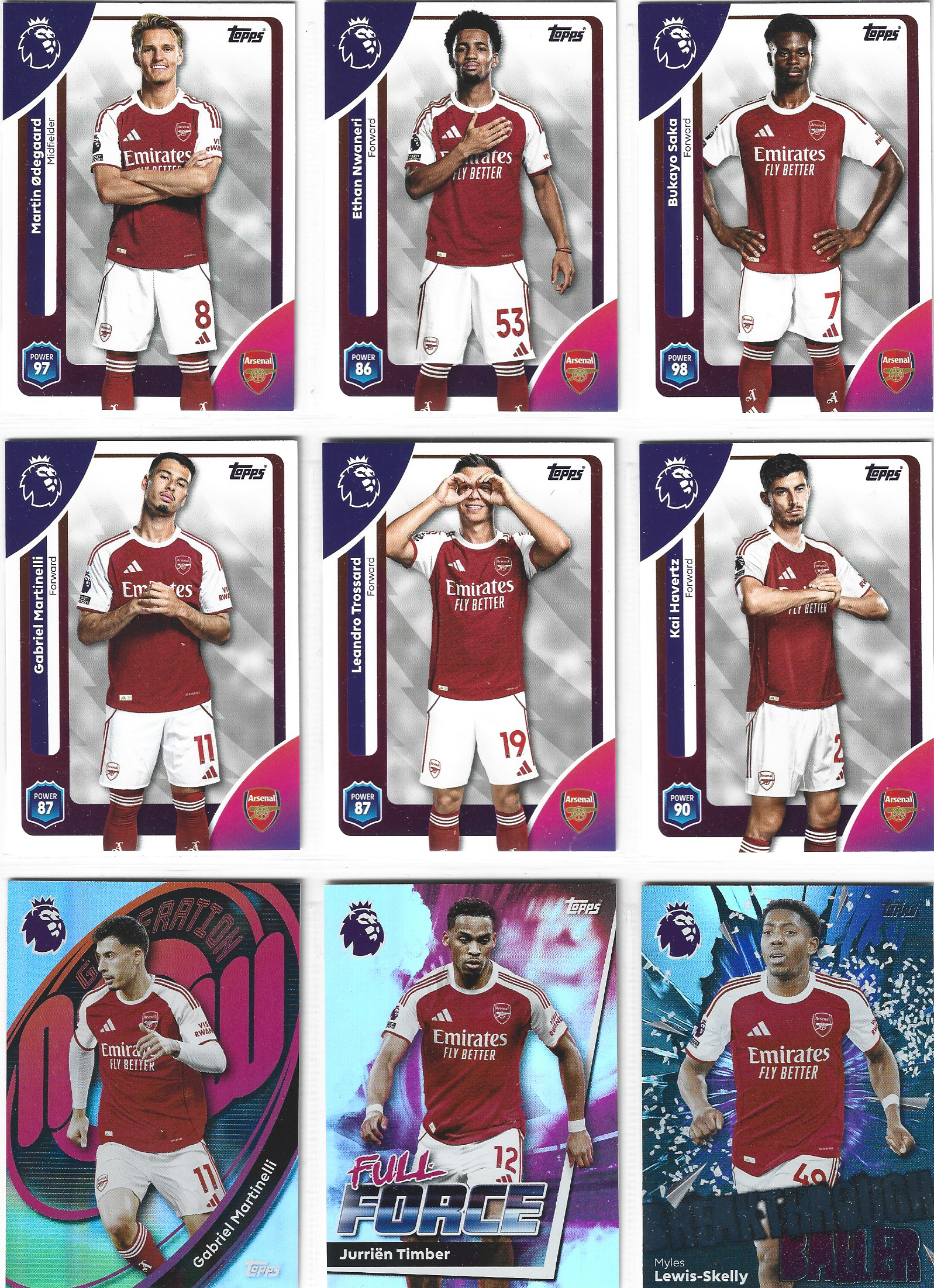ARSENAL - KOMPLETT LAGSETT - TOPPS PREMIER LEAGUE 2025/26