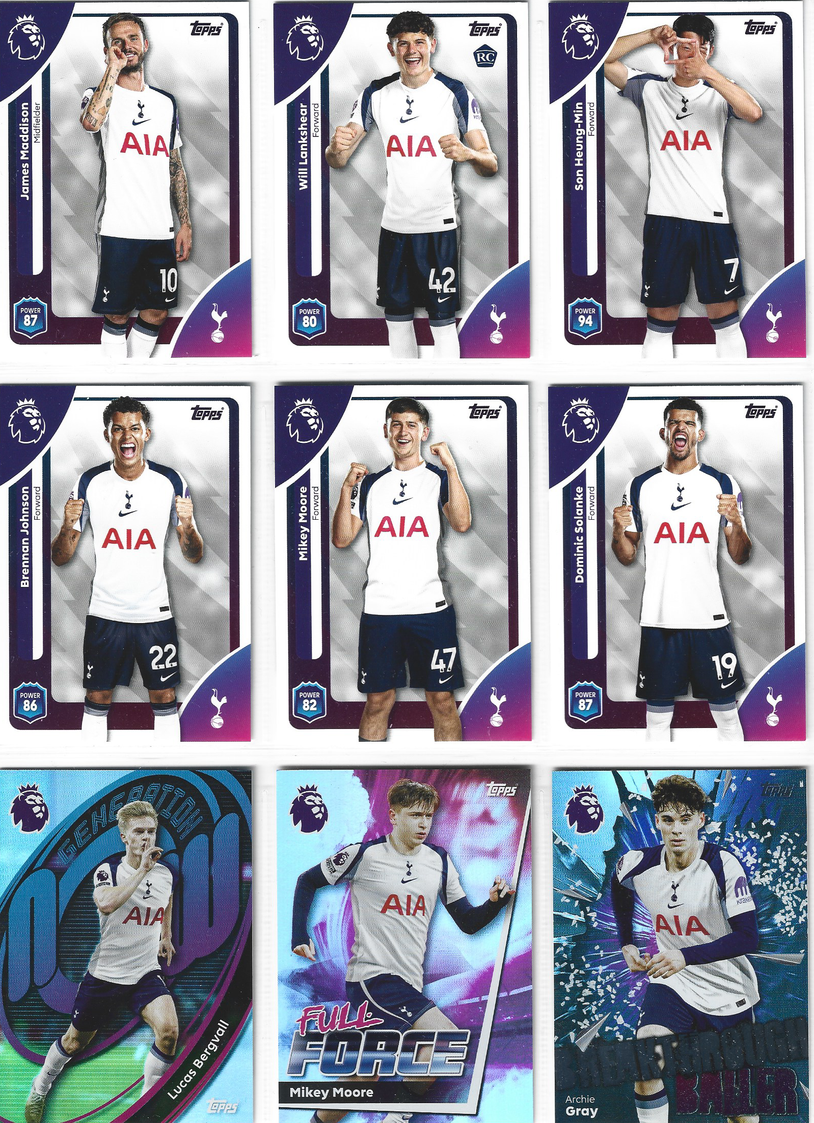 TOTTENHAM HOTSPUR - KOMPLETT LAGSETT - TOPPS PREMIER LEAGUE 2025/26