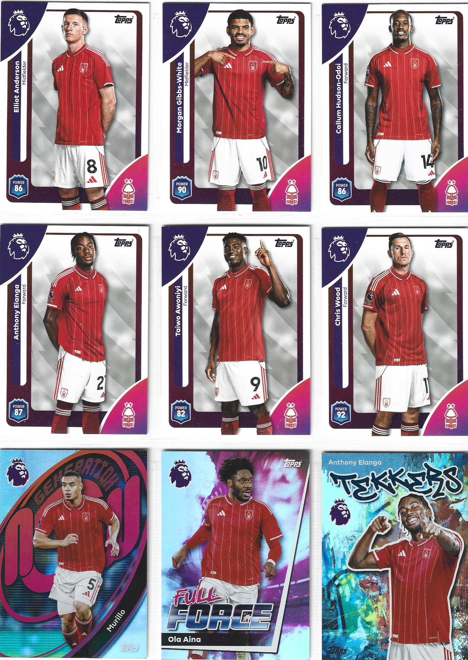 NOTTINGHAM FOREST - KOMPLETT LAGSETT - TOPPS PREMIER LEAGUE 2025/26