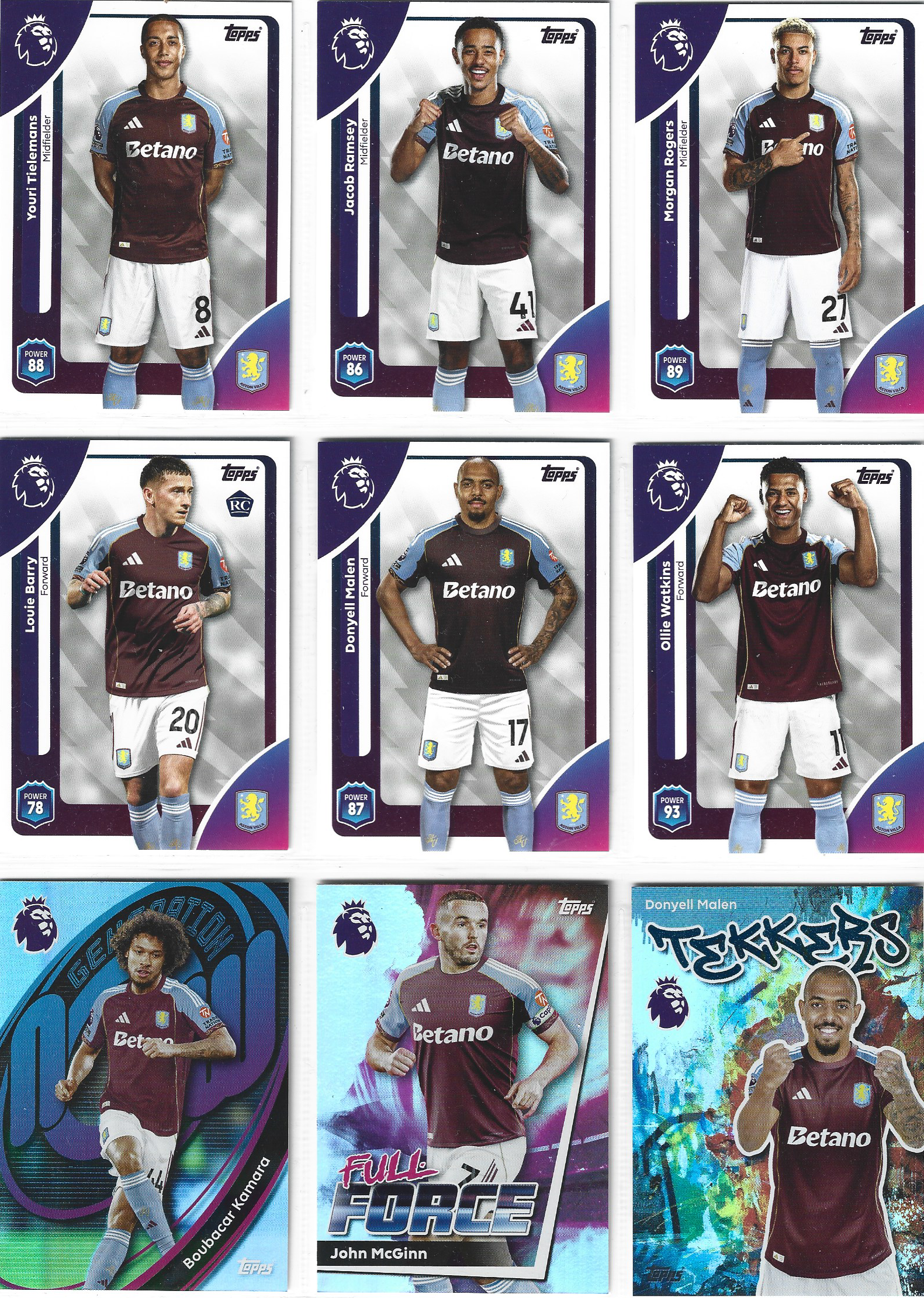 ASTON VILLA - KOMPLETT LAGSETT - TOPPS PREMIER LEAGUE 2025/26