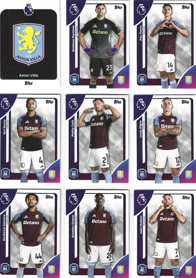 ASTON VILLA - KOMPLETT LAGSETT - TOPPS PREMIER LEAGUE 2025/26