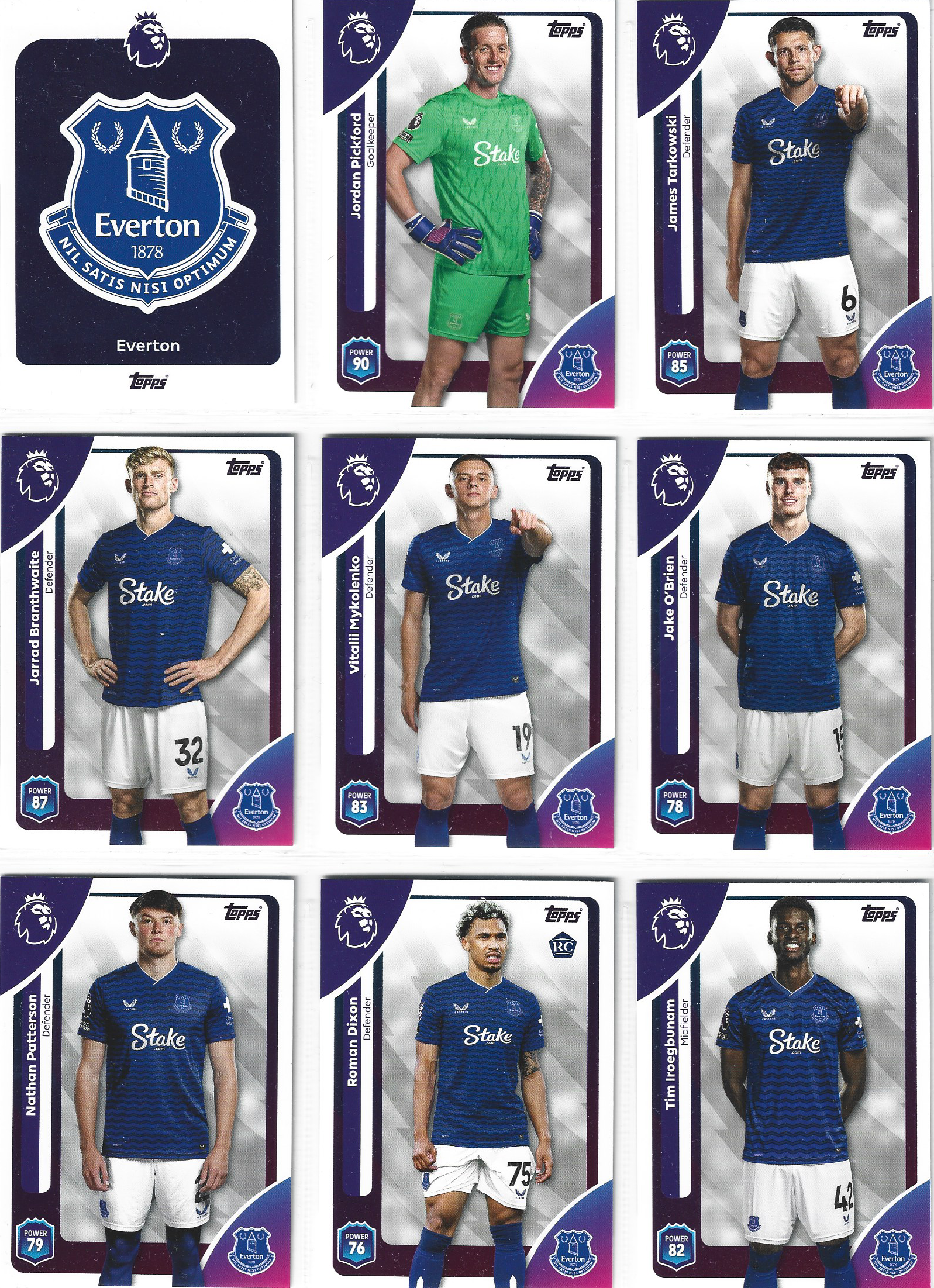 EVERTON - KOMPLETT LAGSETT - TOPPS PREMIER LEAGUE 2025/26