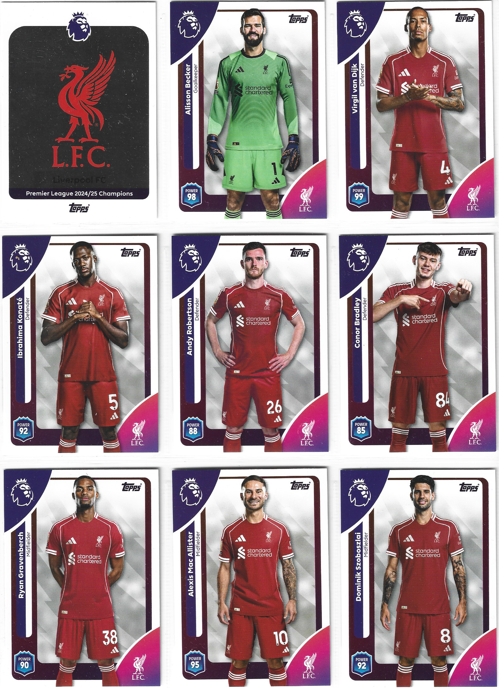 LIVERPOOL FC - KOMPLETT LAGSETT - TOPPS PREMIER LEAGUE 2025/26