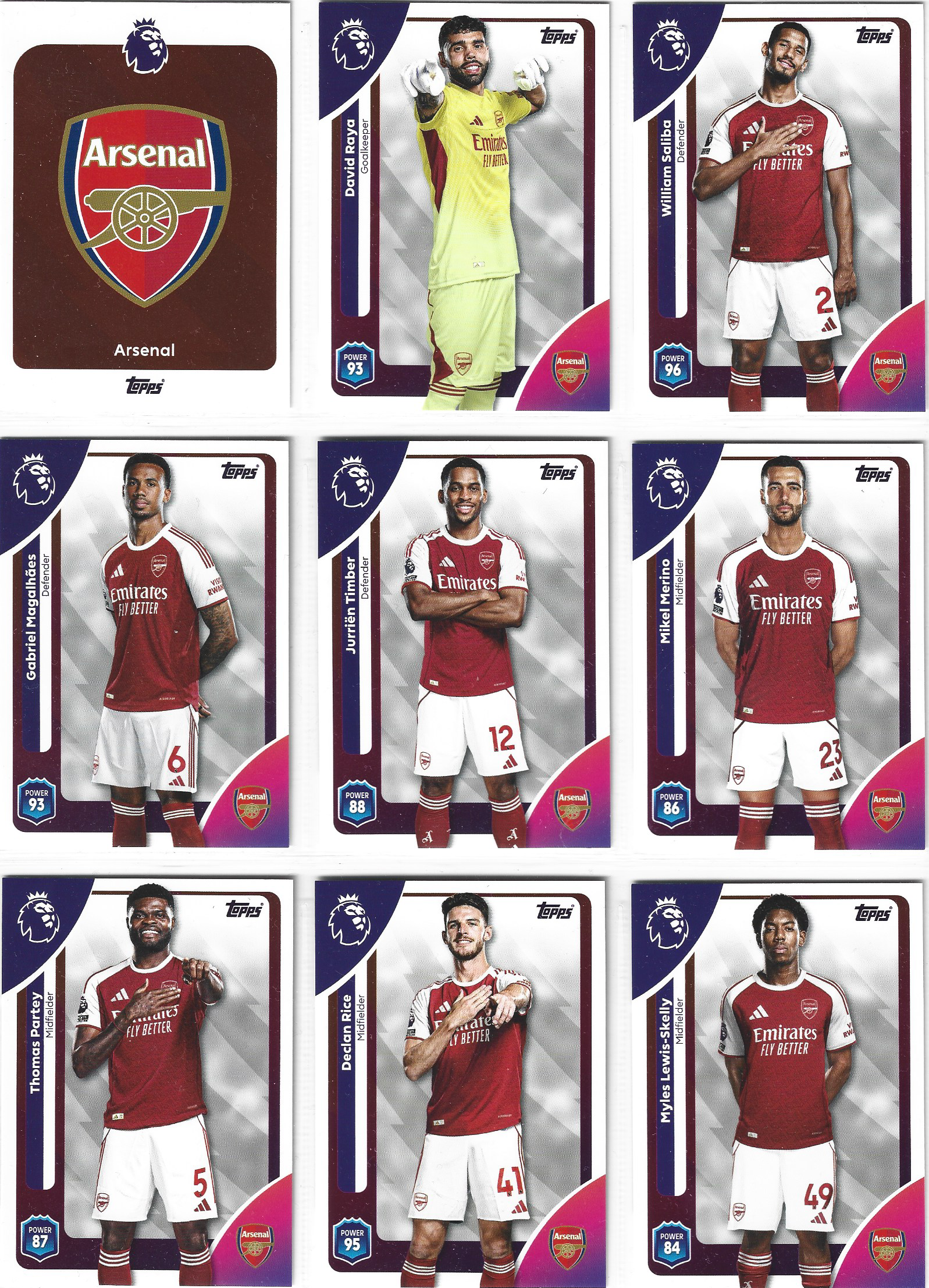 ARSENAL - KOMPLETT LAGSETT - TOPPS PREMIER LEAGUE 2025/26