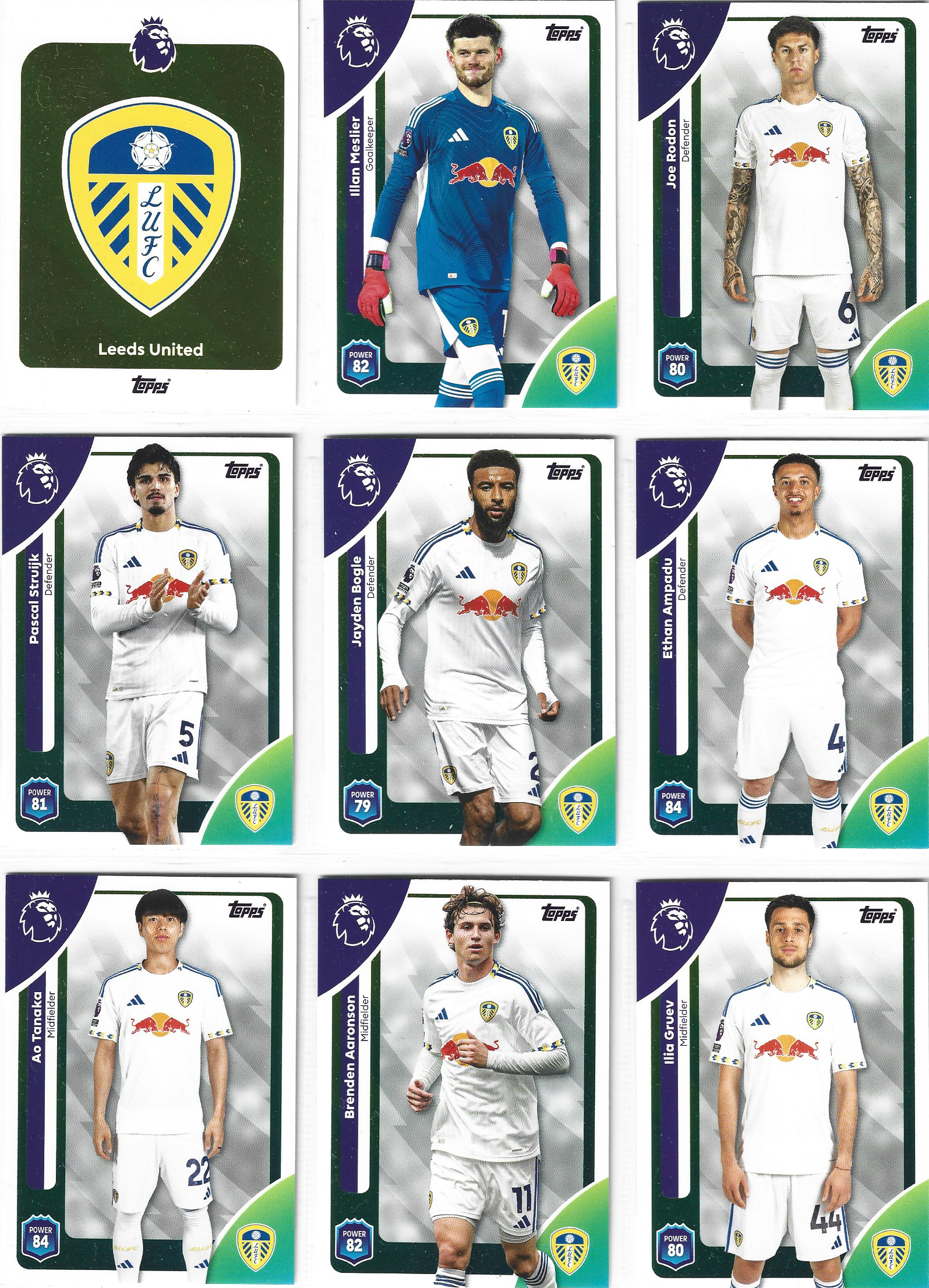LEEDS UNITED - KOMPLETT LAGSETT - TOPPS PREMIER LEAGUE 2025/26